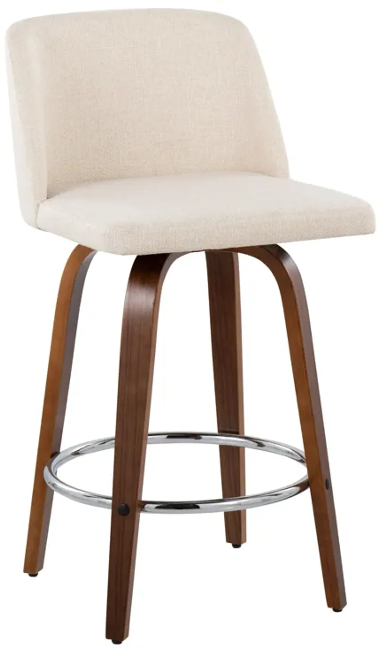 Toriano - Mid-Century Modern Fixed Height Counter Stool With Round Footrest (Set of 2)