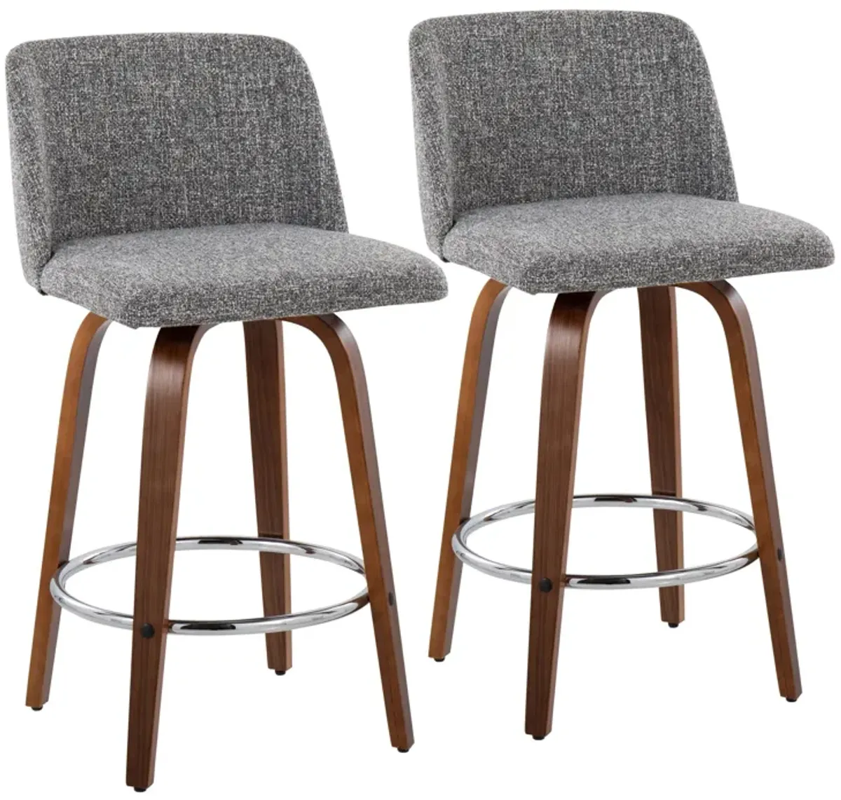 Toriano - Mid-Century Modern Fixed Height Counter Stool With Round Footrest (Set of 2)