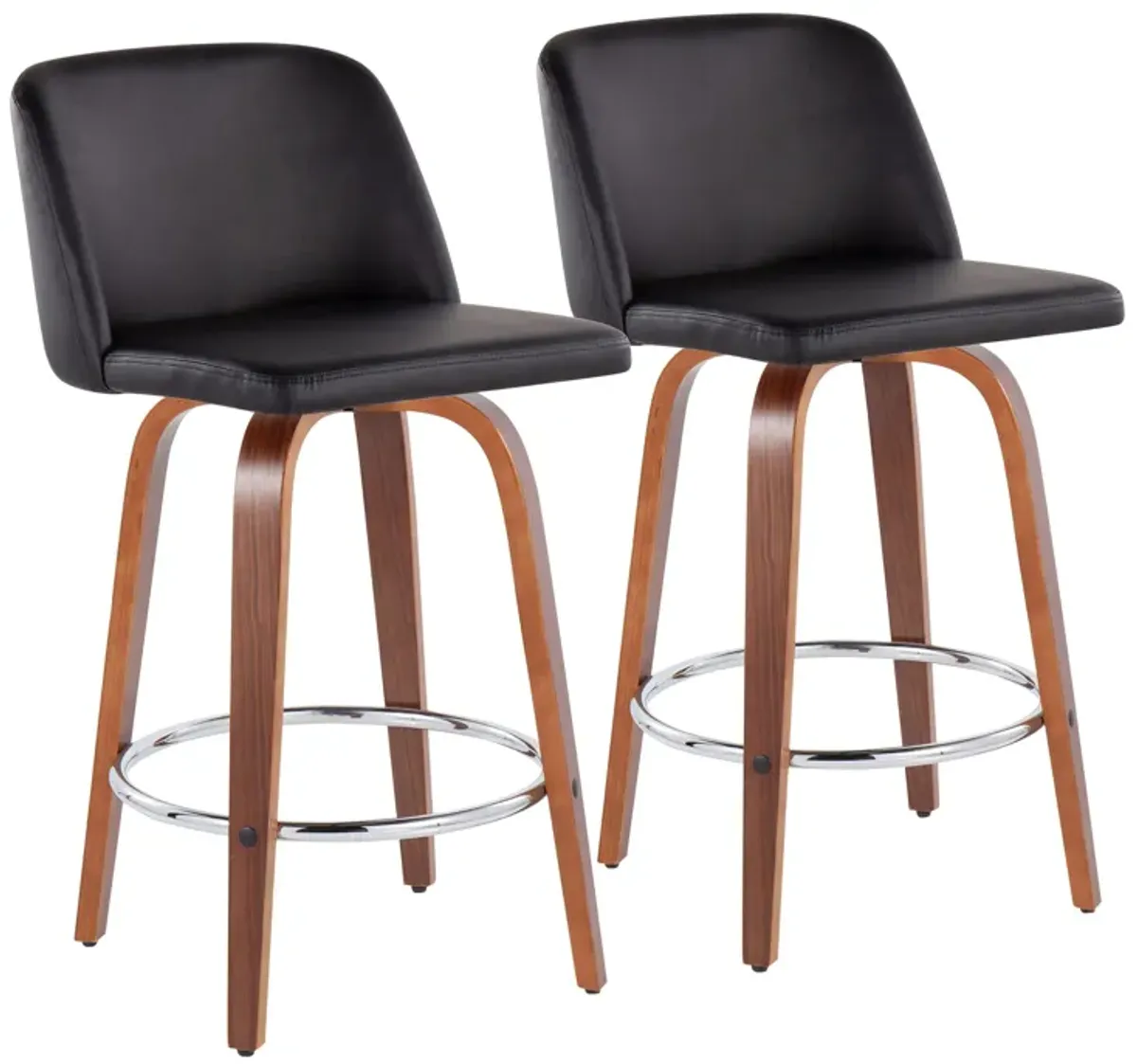 Toriano - Mid-Century Modern Fixed Height Counter Stool With Round Footrest (Set of 2)