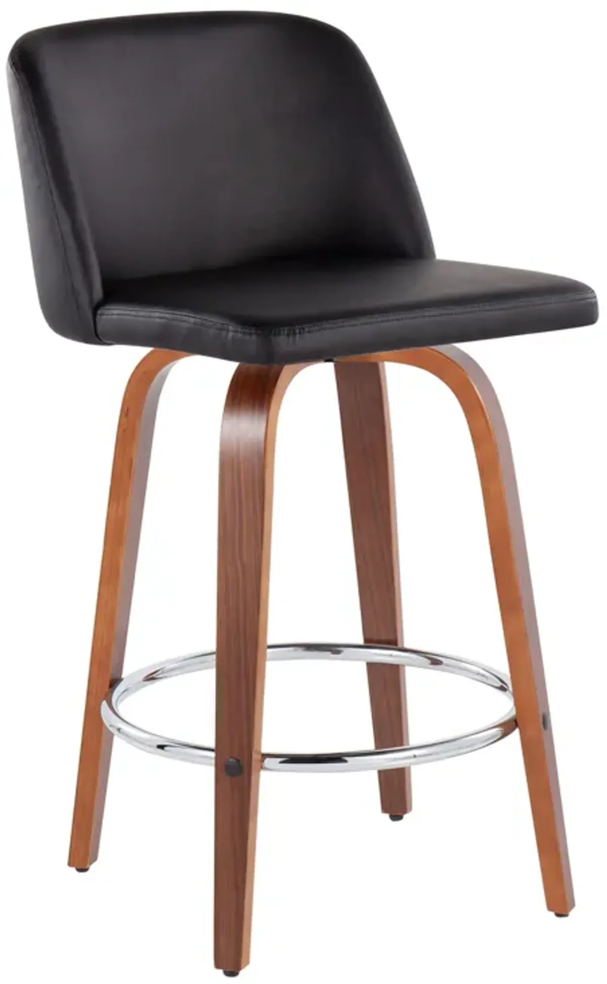 Toriano - Mid-Century Modern Fixed Height Counter Stool With Round Footrest (Set of 2)