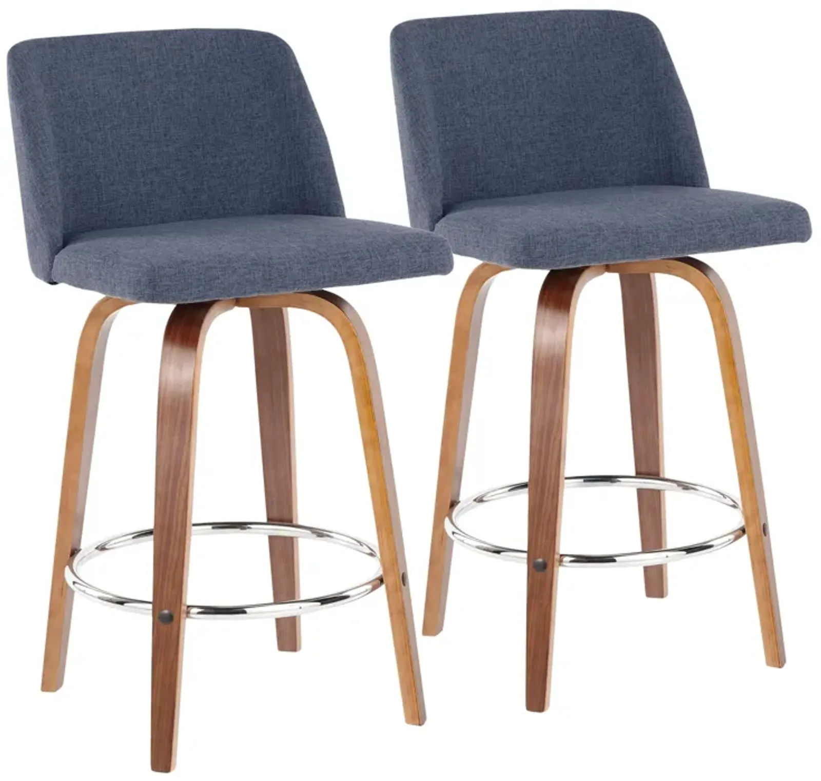 Toriano - Mid-Century Modern Fixed Height Counter Stool With Round Footrest (Set of 2)