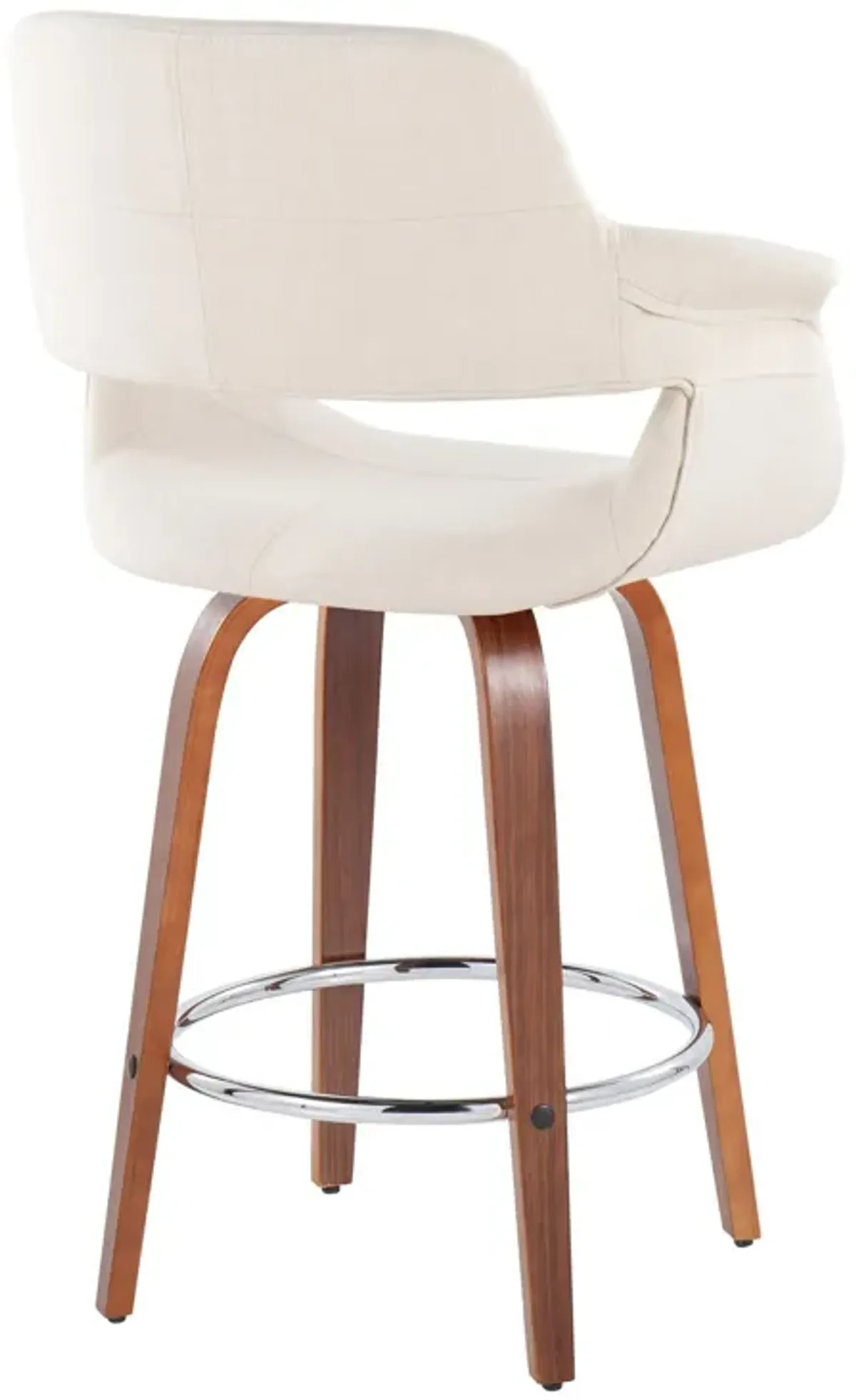 Vintage Flair - Mid-Century Modern Fixed Height Counter Stool With Swivel With Round Footrest (Set of 2)