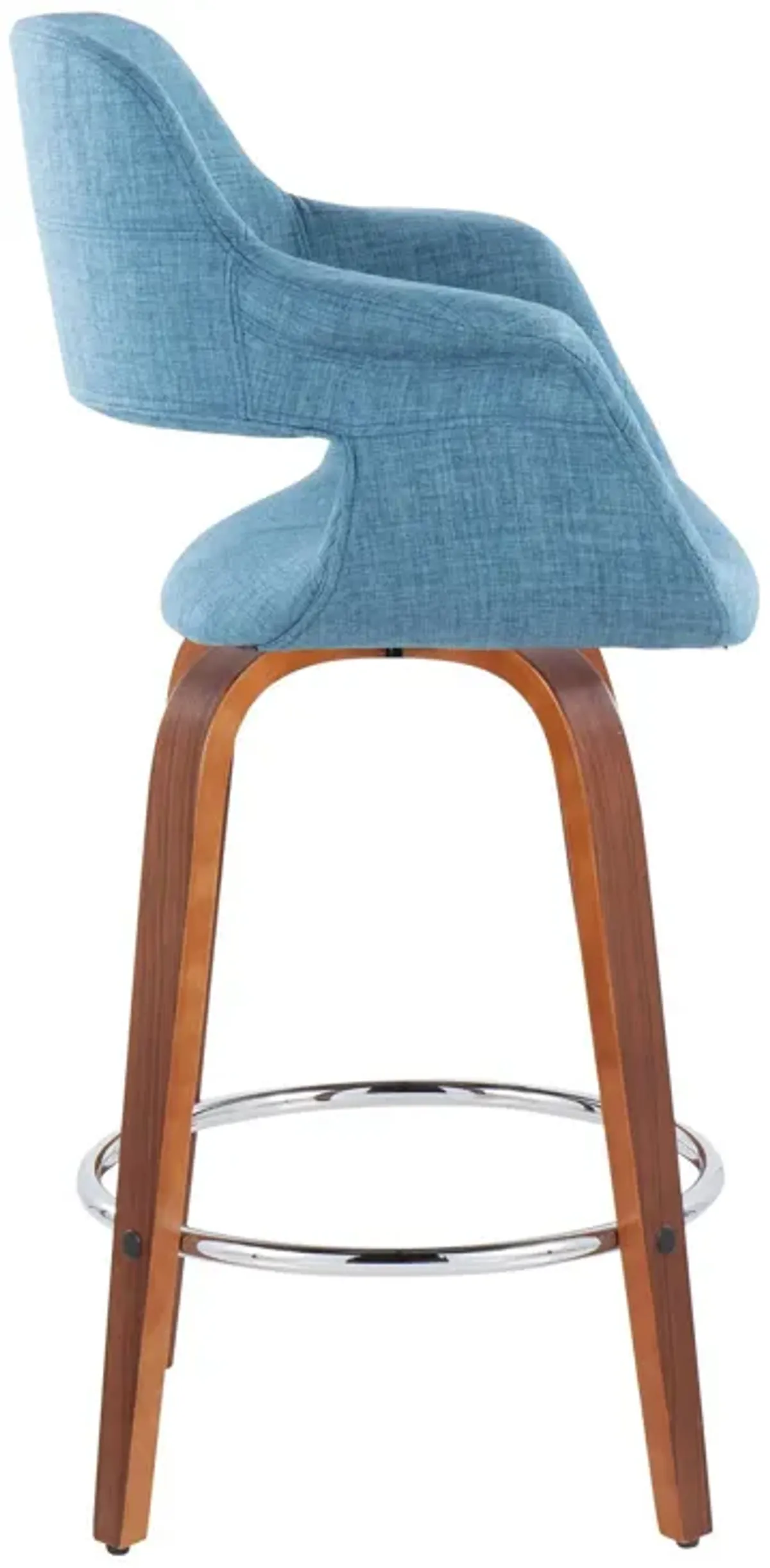 Vintage Flair - Mid-Century Modern Fixed Height Counter Stool With Swivel With Round Footrest (Set of 2)