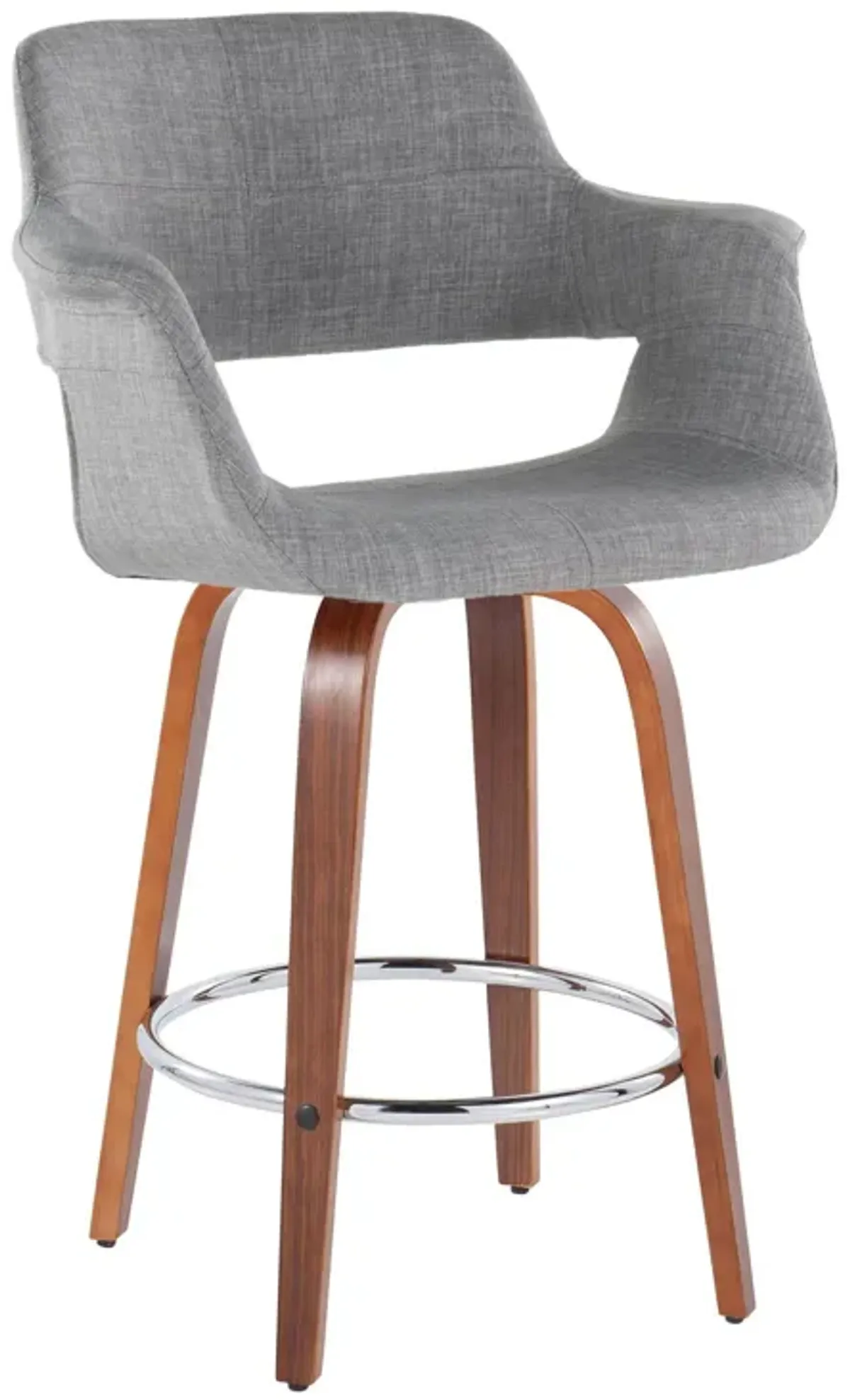 Vintage Flair - Mid-Century Modern Fixed Height Counter Stool With Swivel With Round Footrest (Set of 2)