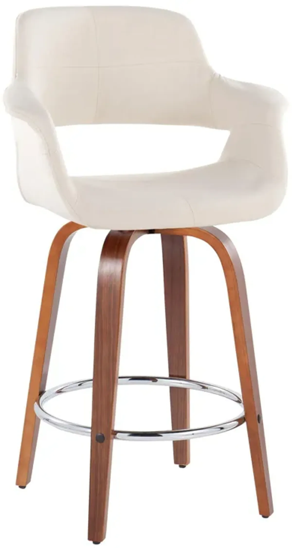 Vintage Flair - Mid-Century Modern Fixed Height Counter Stool With Swivel With Round Footrest (Set of 2)