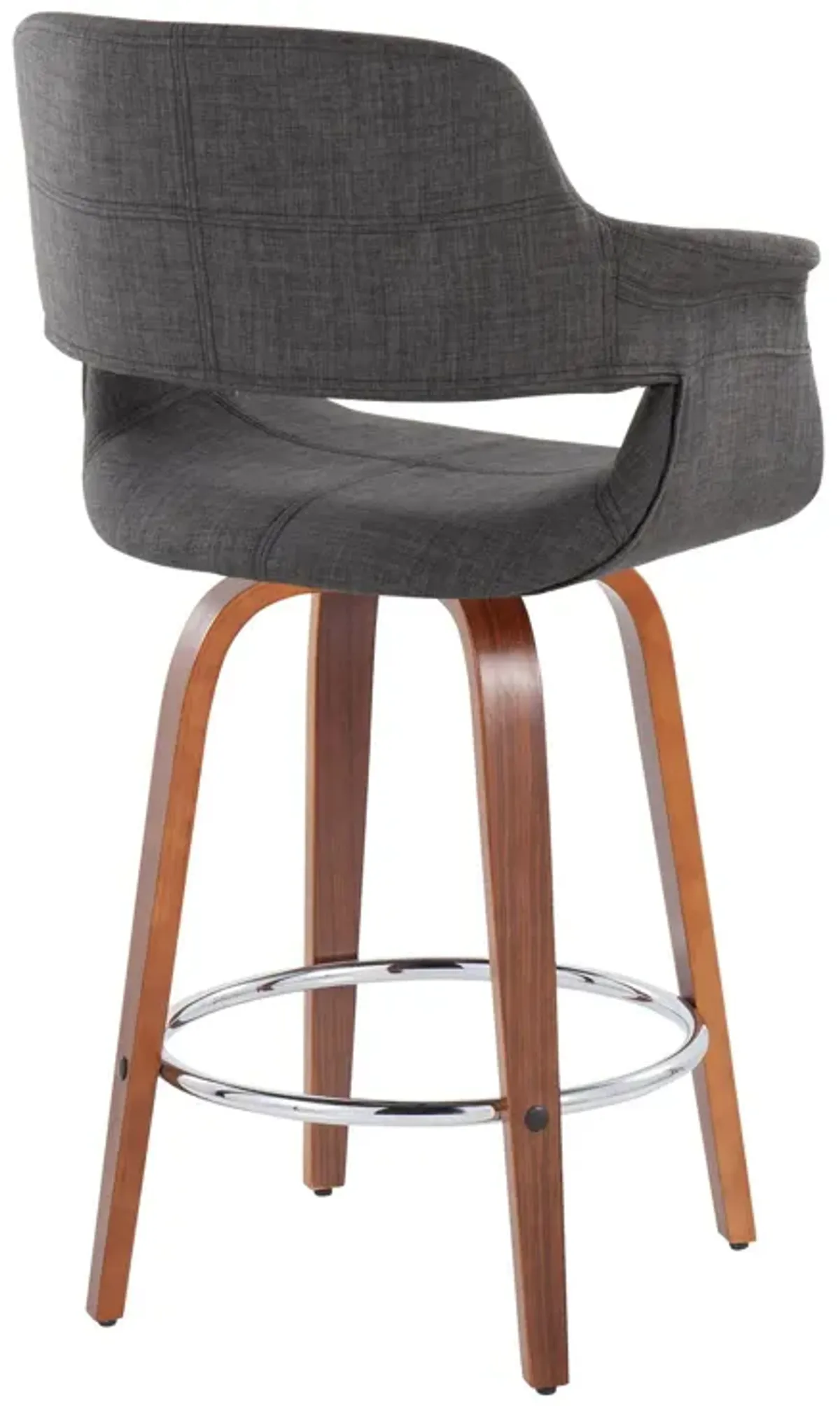 Vintage Flair - Mid-Century Modern Fixed Height Counter Stool With Swivel With Round Footrest (Set of 2)