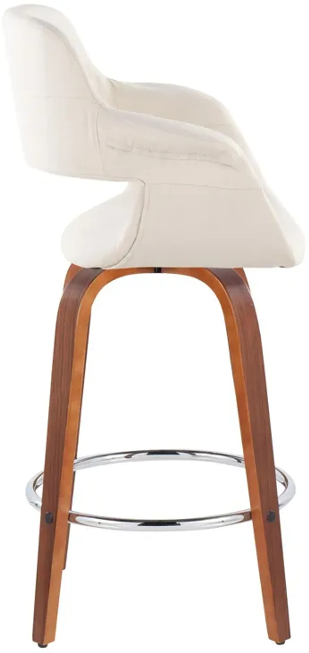 Vintage Flair - Mid-Century Modern Fixed Height Counter Stool With Swivel With Round Footrest (Set of 2)