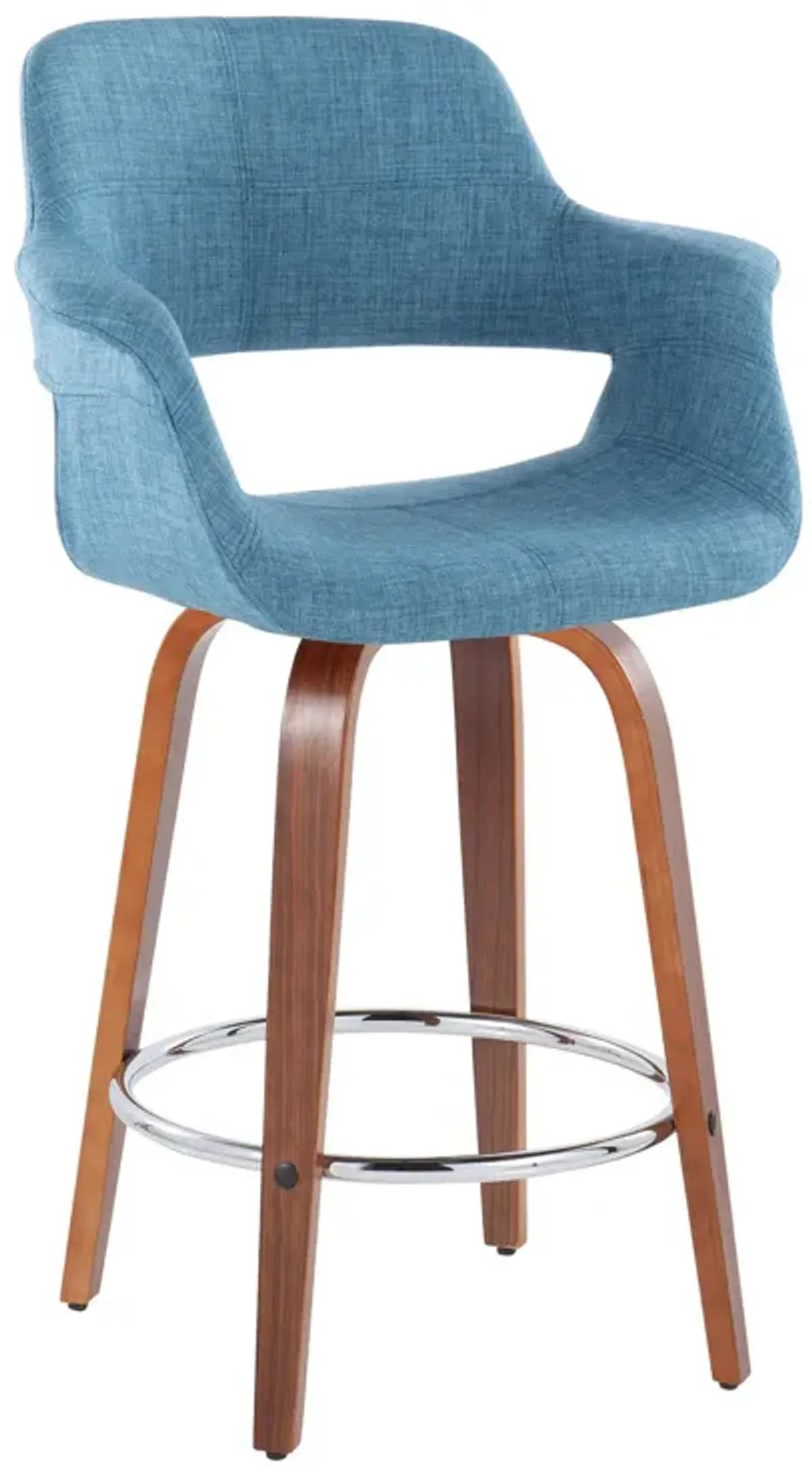 Vintage Flair - Mid-Century Modern Fixed Height Counter Stool With Swivel With Round Footrest (Set of 2)