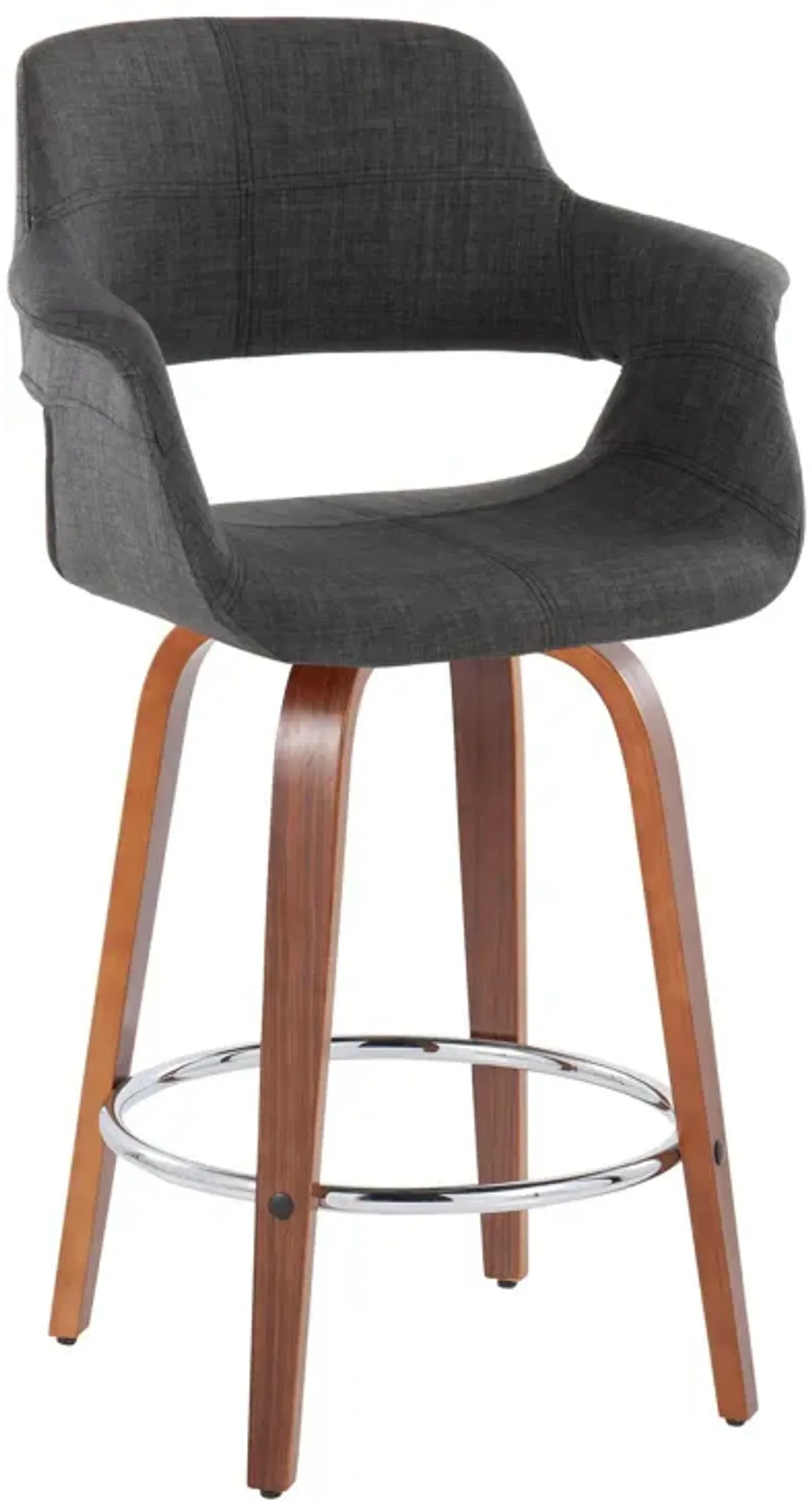 Vintage Flair - Mid-Century Modern Fixed Height Counter Stool With Swivel With Round Footrest (Set of 2)