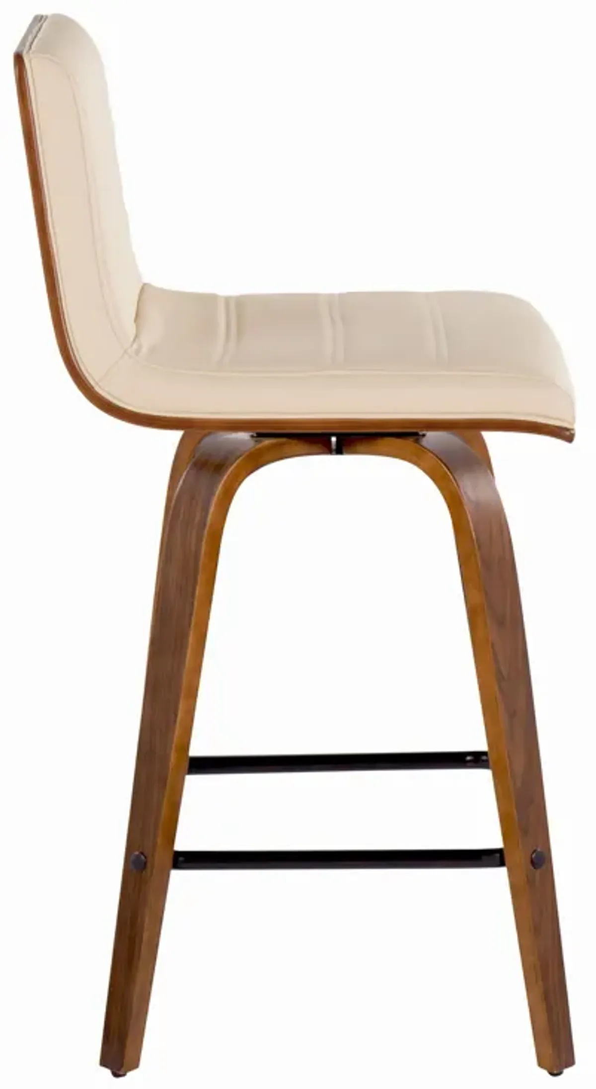 Vasari - Mid Century Modern Fixed Height Counter Stool, Swivel With Square Footrest (Set of 2)