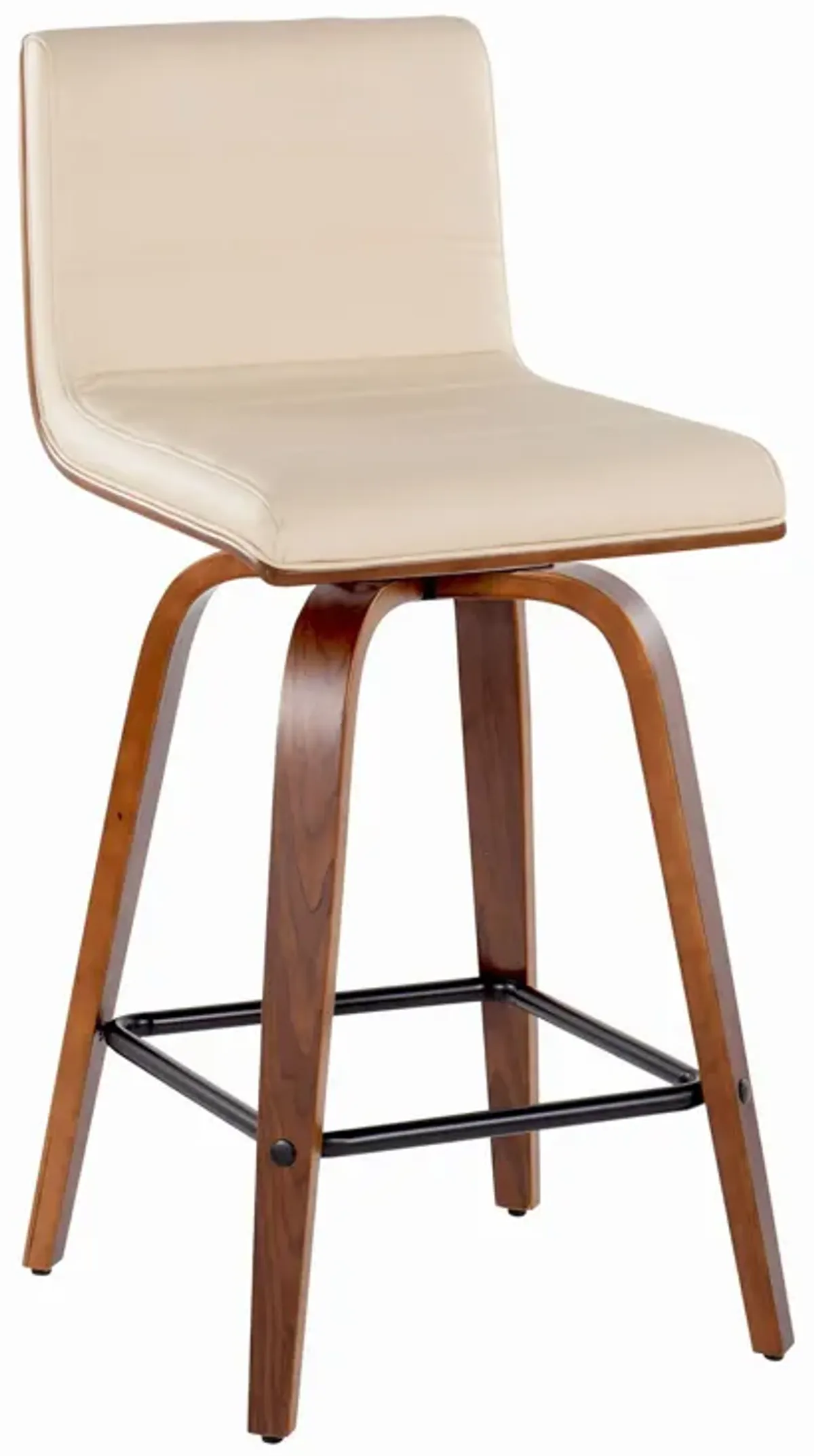 Vasari - Mid Century Modern Fixed Height Counter Stool, Swivel With Square Footrest (Set of 2)