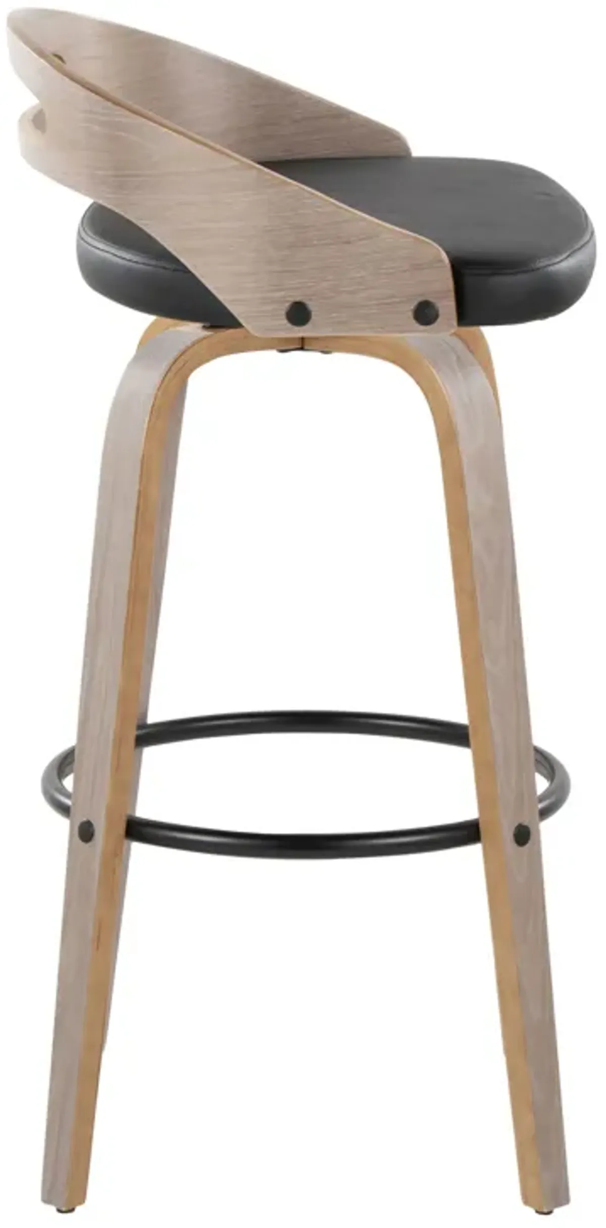 Cassis - Mid Century Modern Fixed Height Barstool With Swivel With Round Footrest (Set of 2)