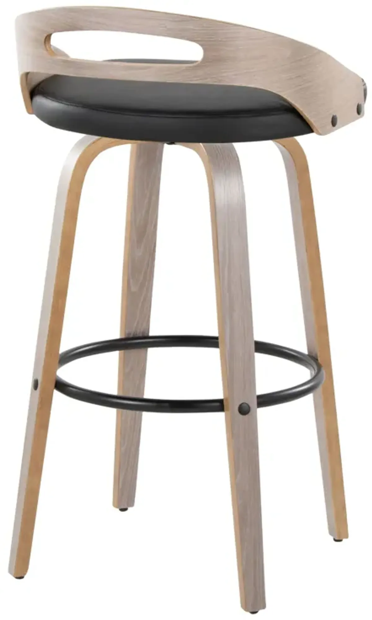 Cassis - Mid Century Modern Fixed Height Barstool With Swivel With Round Footrest (Set of 2)