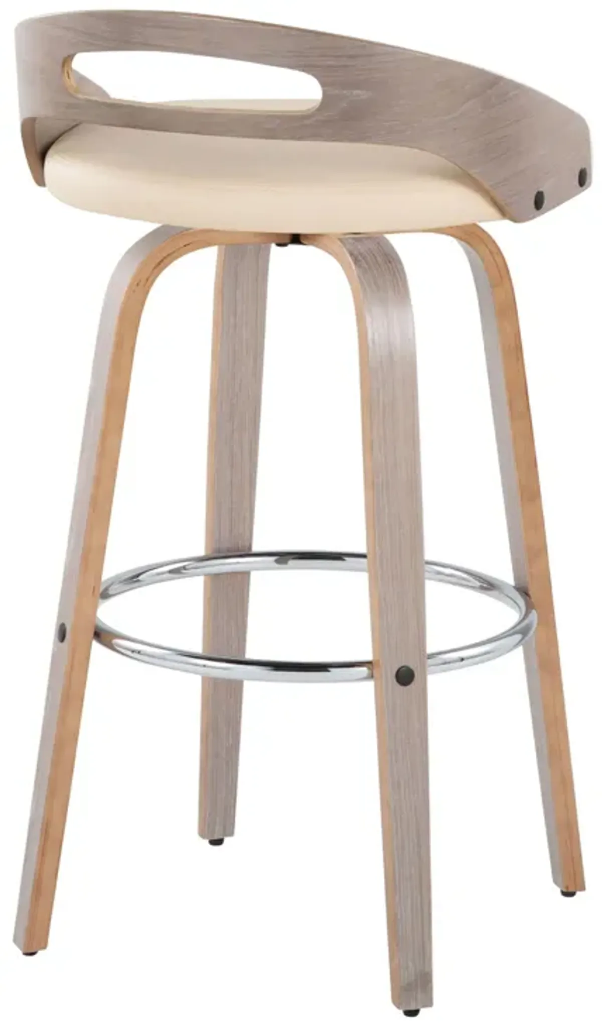 Cassis - Mid Century Modern Fixed Height Barstool With Swivel With Round Footrest (Set of 2)