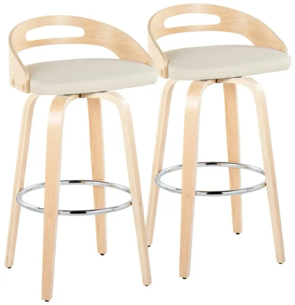 Cassis - Contemporary Fixed Height Barstool With Swivel With Round Footrest (Set of 2)