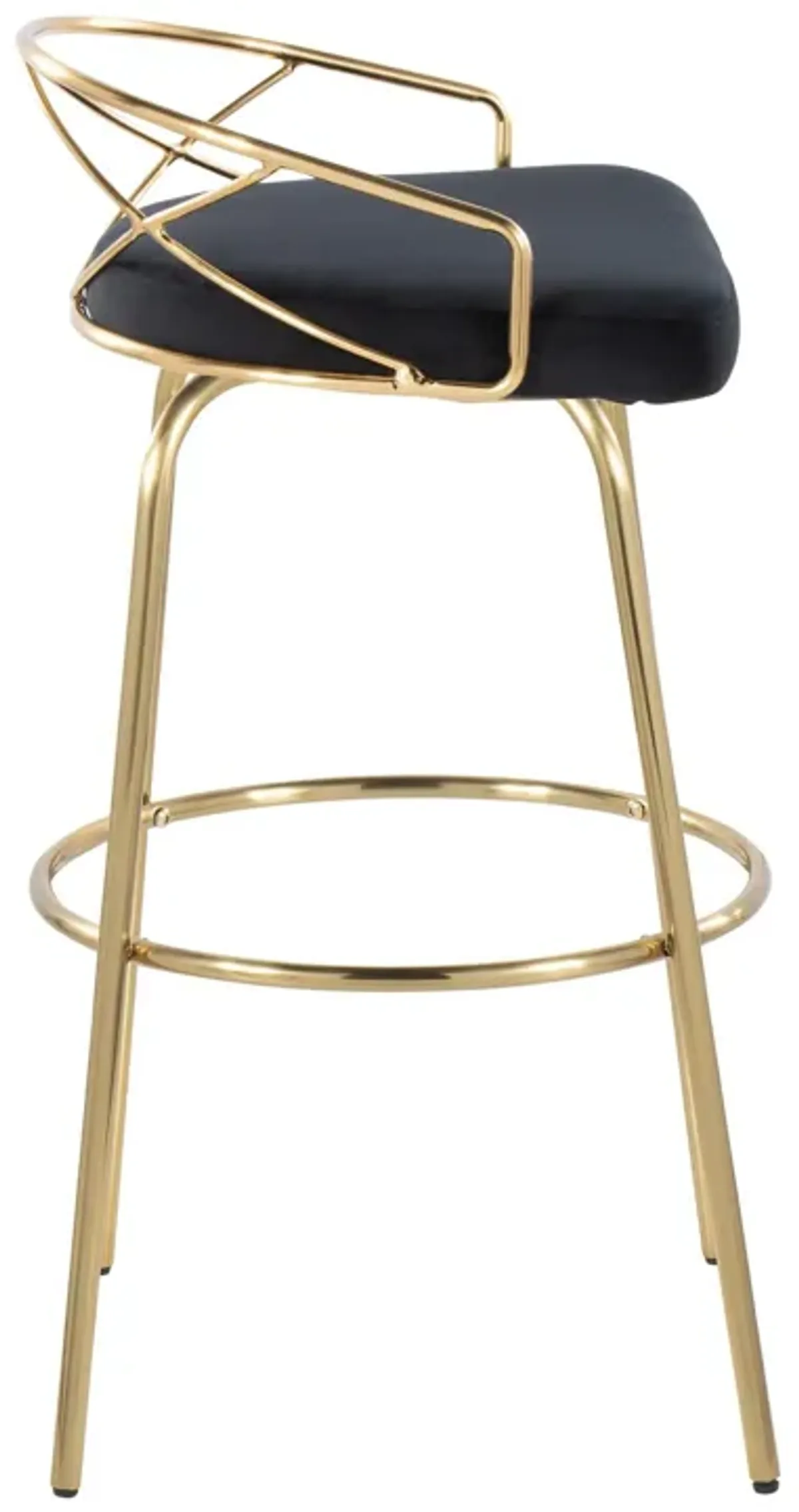 Charlotte - Glam Glam / Art Deco Fixed Height Barstool With Swivel With Round Footrest (Set of 2)