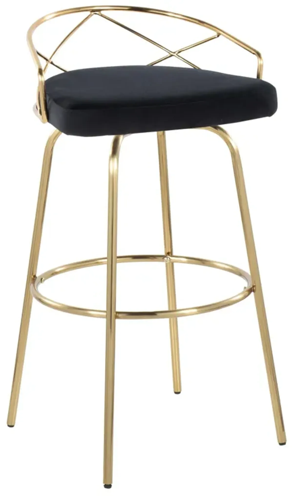 Charlotte - Glam Glam / Art Deco Fixed Height Barstool With Swivel With Round Footrest (Set of 2)