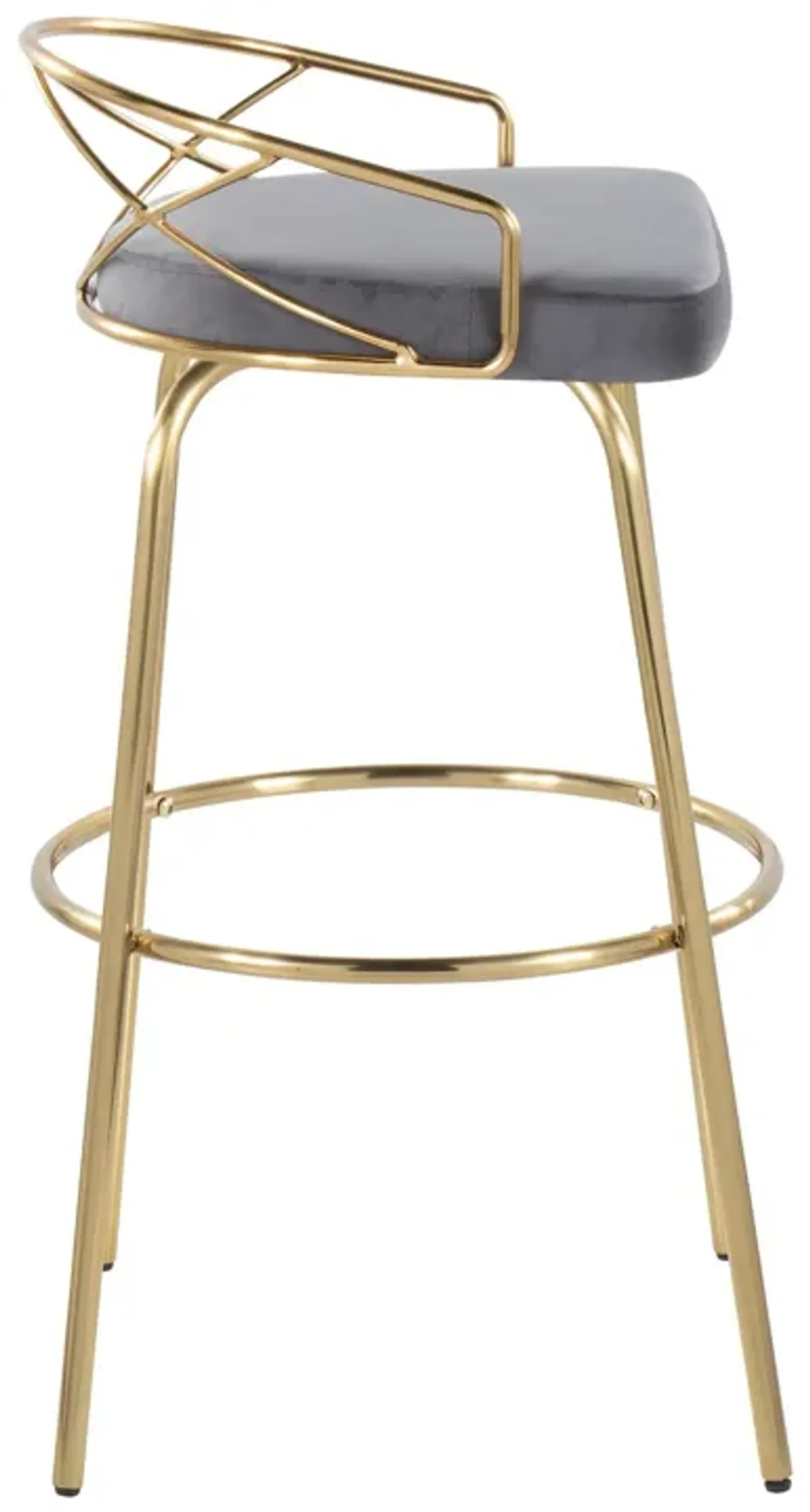 Charlotte - Glam Glam / Art Deco Fixed Height Barstool With Swivel With Round Footrest (Set of 2)