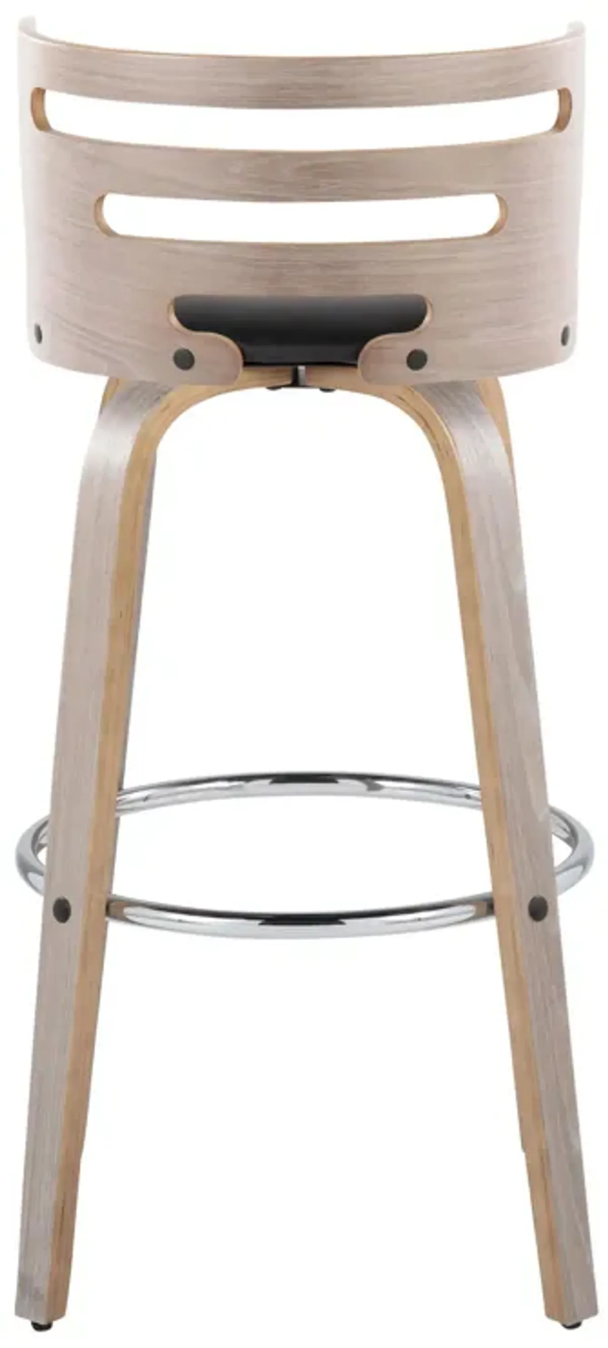 Cosini - Mid Century Modern Fixed Height, Barstool With Swivel With Round Footrest (Set of 2)