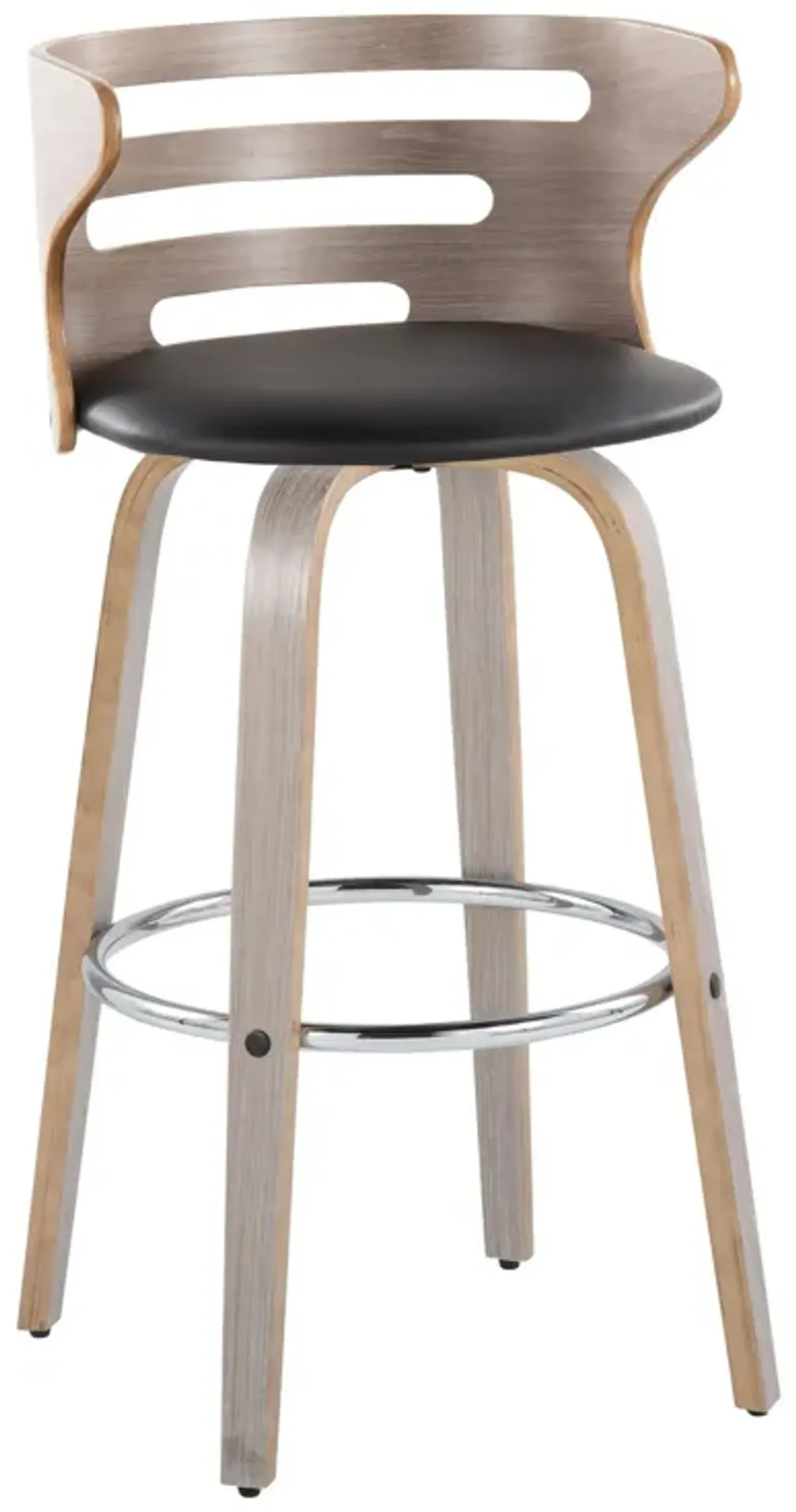 Cosini - Mid Century Modern Fixed Height, Barstool With Swivel With Round Footrest (Set of 2)