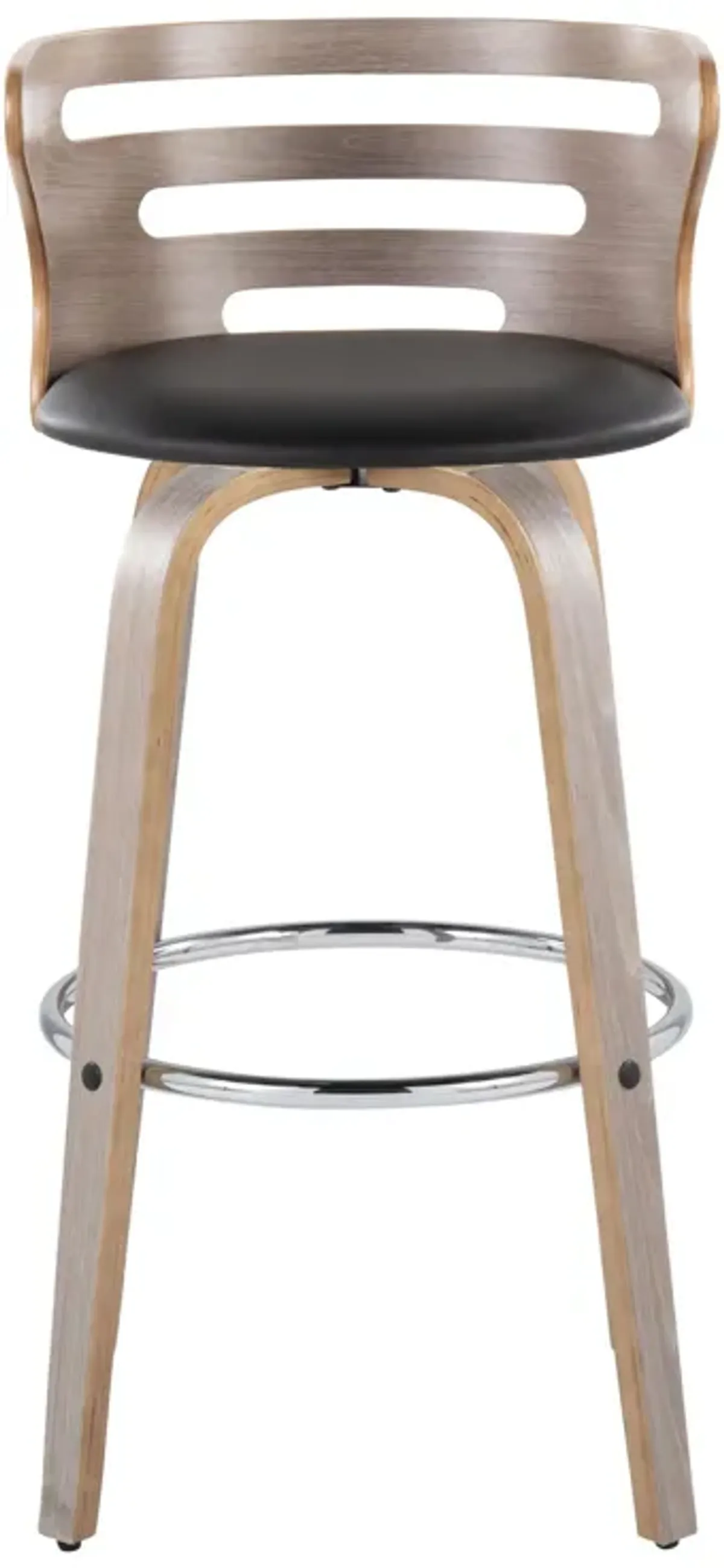 Cosini - Mid Century Modern Fixed Height, Barstool With Swivel With Round Footrest (Set of 2)