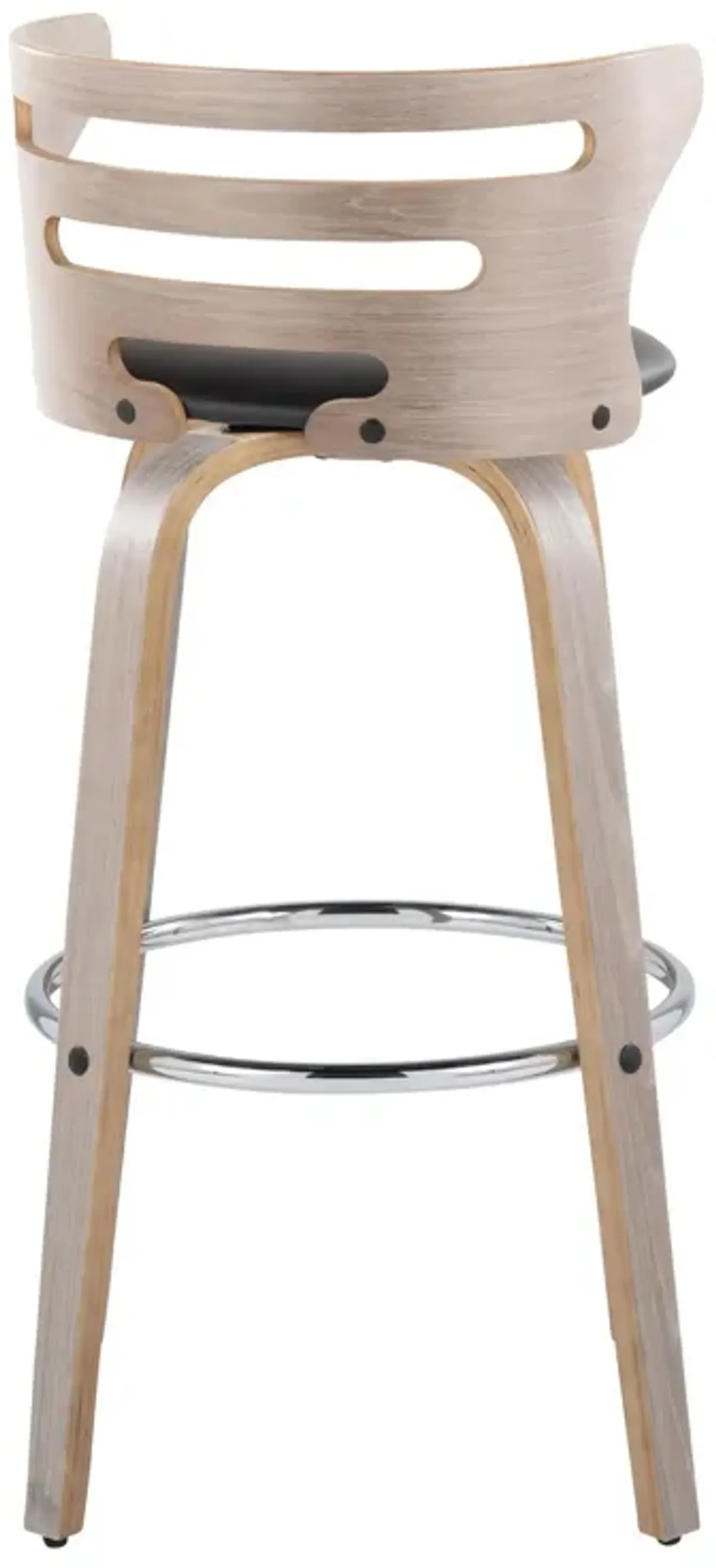 Cosini - Mid Century Modern Fixed Height, Barstool With Swivel With Round Footrest (Set of 2)