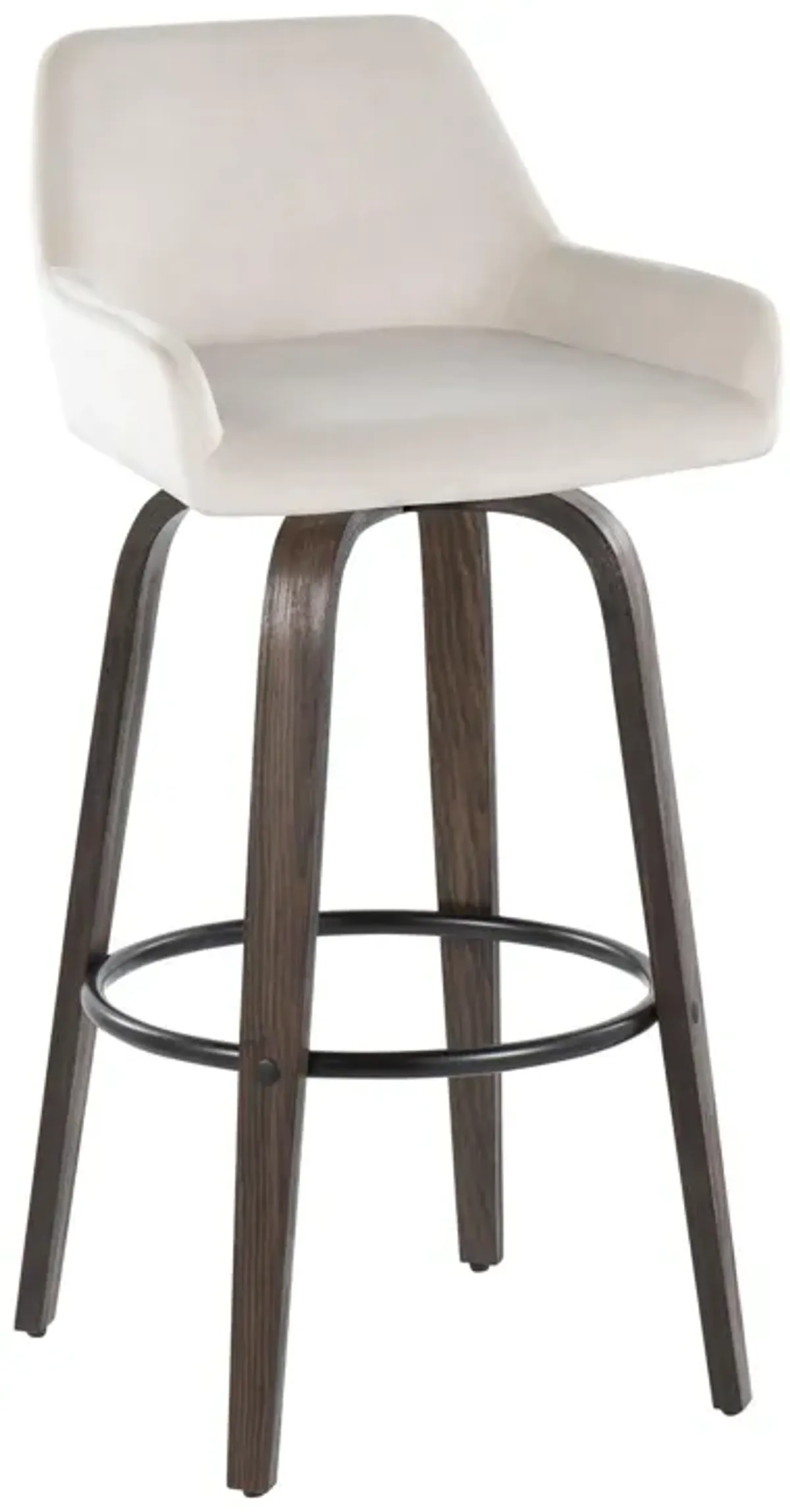 Daniella - Contemporary Fixed Height, Barstool With Swivel With Round Footrest (Set of 2)