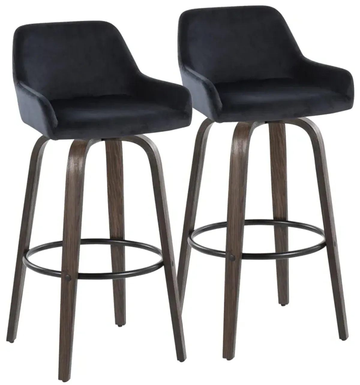 Daniella - Contemporary Fixed Height, Barstool With Swivel With Round Footrest (Set of 2)