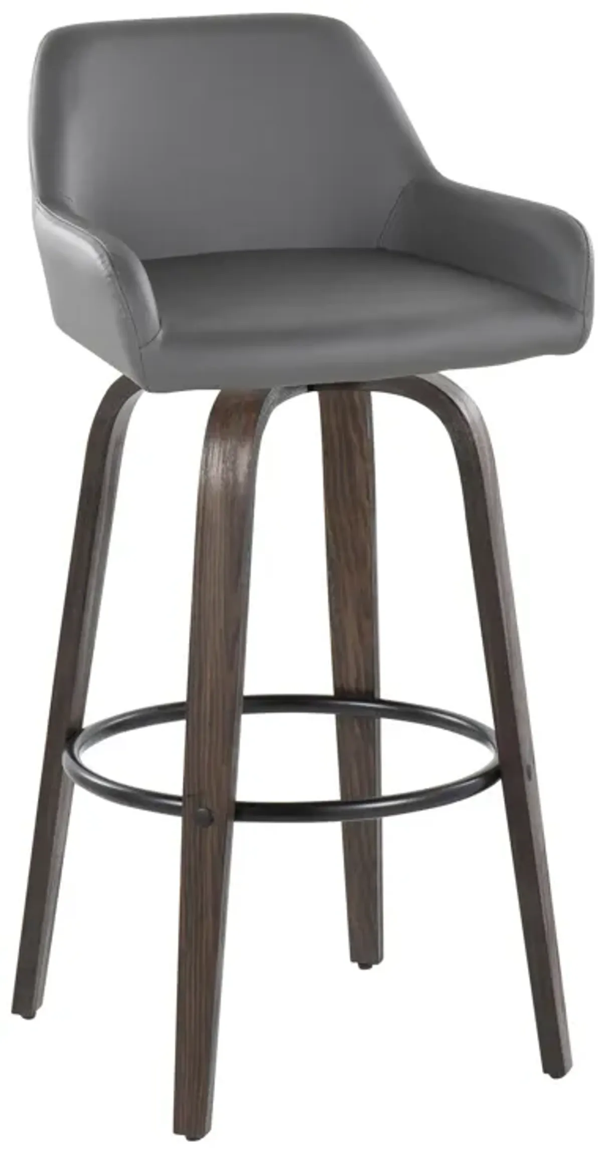 Daniella - Contemporary Fixed Height, Barstool With Swivel With Round Footrest (Set of 2)