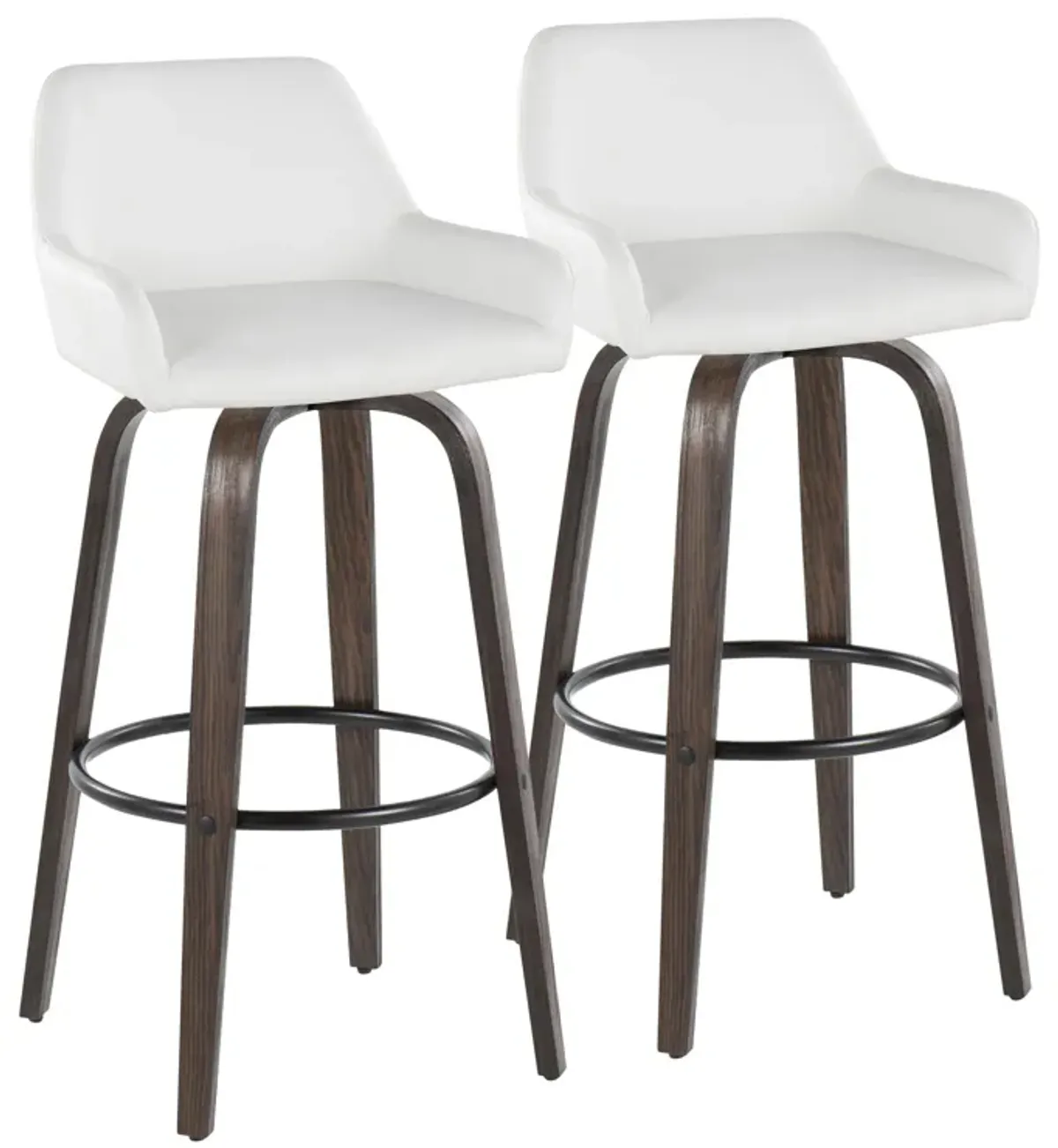 Daniella - Contemporary Fixed Height, Barstool With Swivel With Round Footrest (Set of 2)