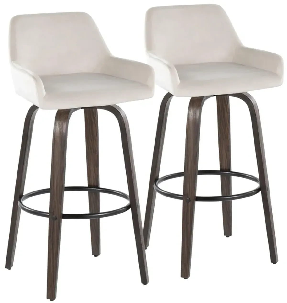 Daniella - Contemporary Fixed Height, Barstool With Swivel With Round Footrest (Set of 2)