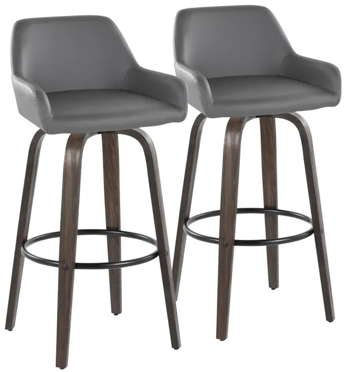 Daniella - Contemporary Fixed Height, Barstool With Swivel With Round Footrest (Set of 2)