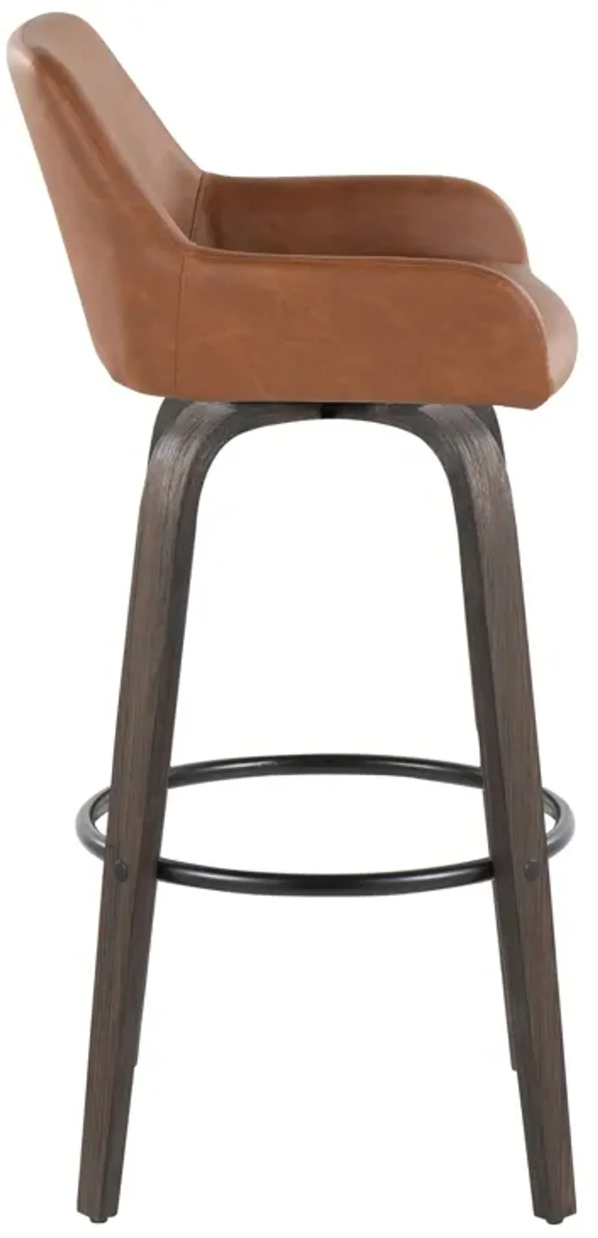 Daniella - Contemporary Fixed Height, Barstool With Swivel With Round Footrest (Set of 2)