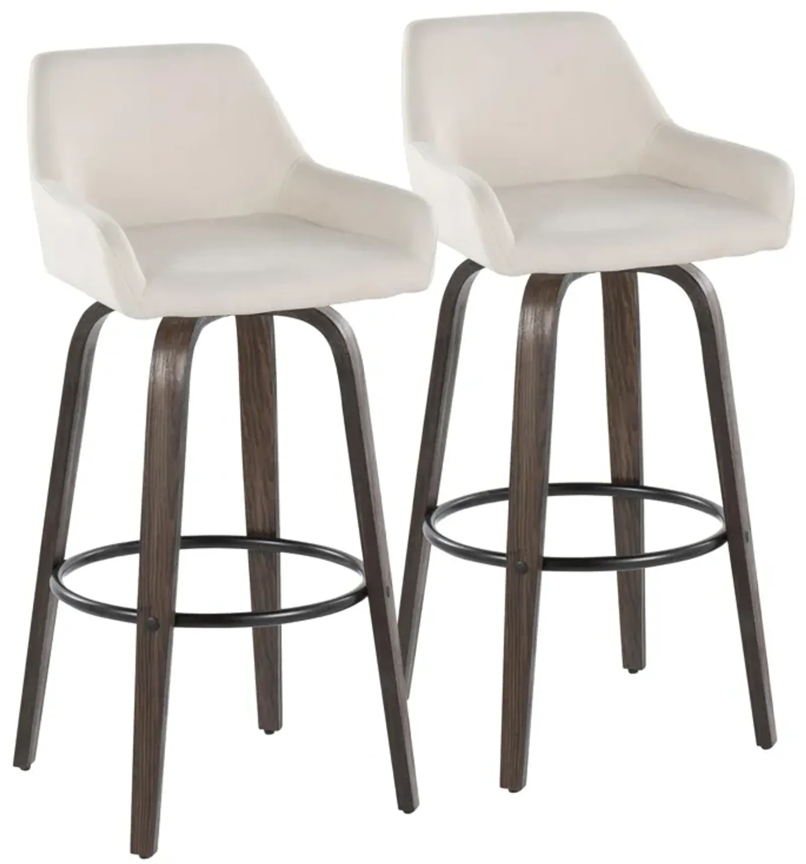 Daniella - Contemporary Fixed Height, Barstool With Swivel With Round Footrest (Set of 2)