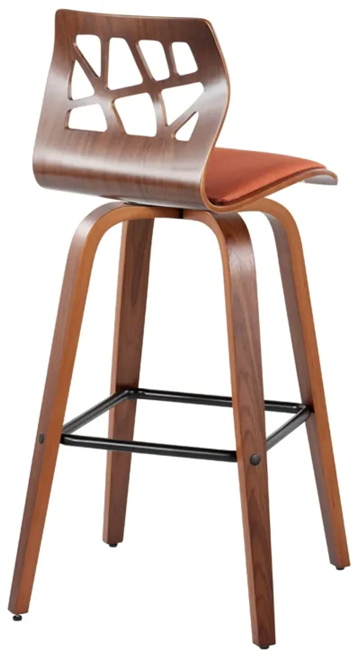 Folia - Mid Century Modern Fixed Height Barstool With Swivel With Square Footrest (Set of 2)