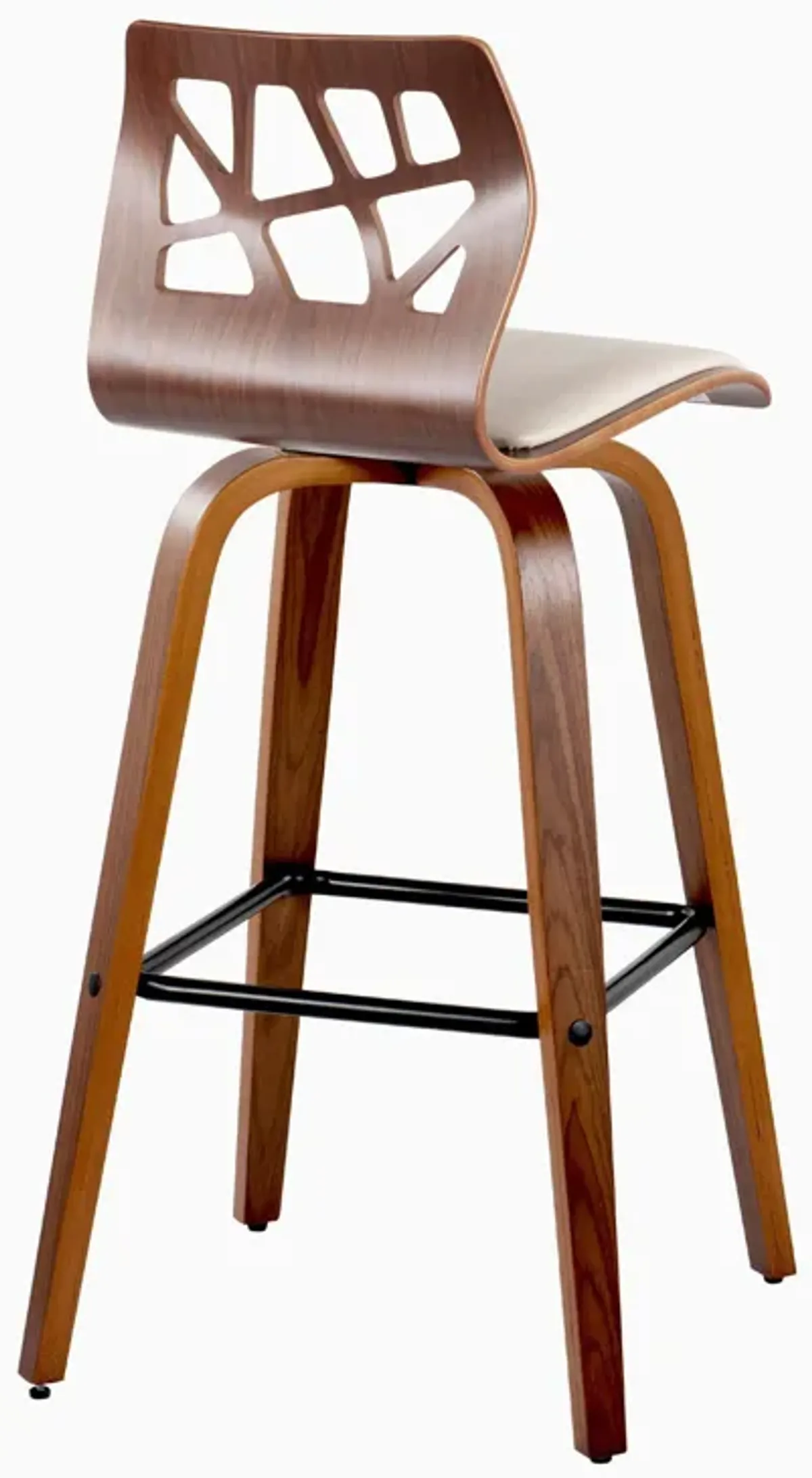 Folia - Mid Century Modern Fixed Height Barstool With Swivel With Square Footrest (Set of 2)