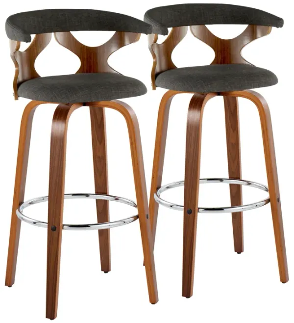Gardenia - Mid Century Modern Fixed Height Barstool With Swivel With Round Footrest (Set of 2)