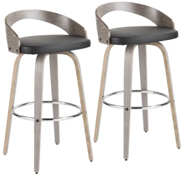 Grotto - Contemporary Fixed Height Barstool With Swivel With Round Footrest (Set of 2)