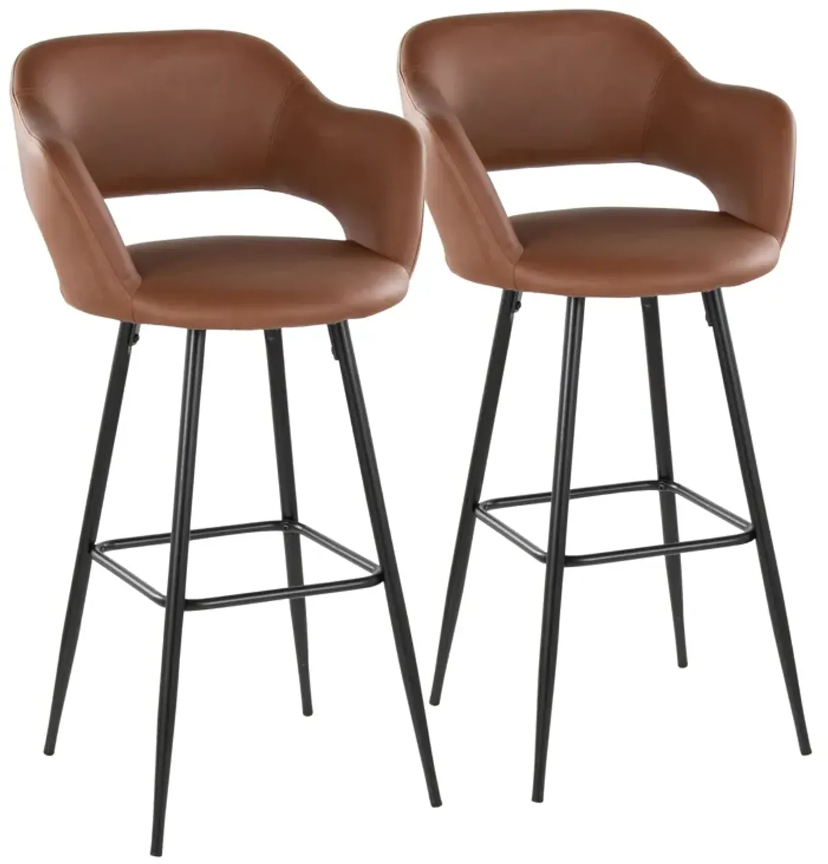 Margarite - Contemporary Fixed Height BarStool With Square Footrest (Set of 2)