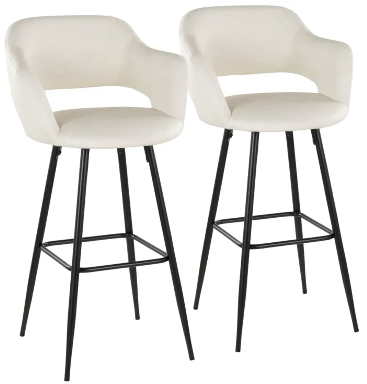 Margarite - Contemporary Fixed Height BarStool With Square Footrest (Set of 2)