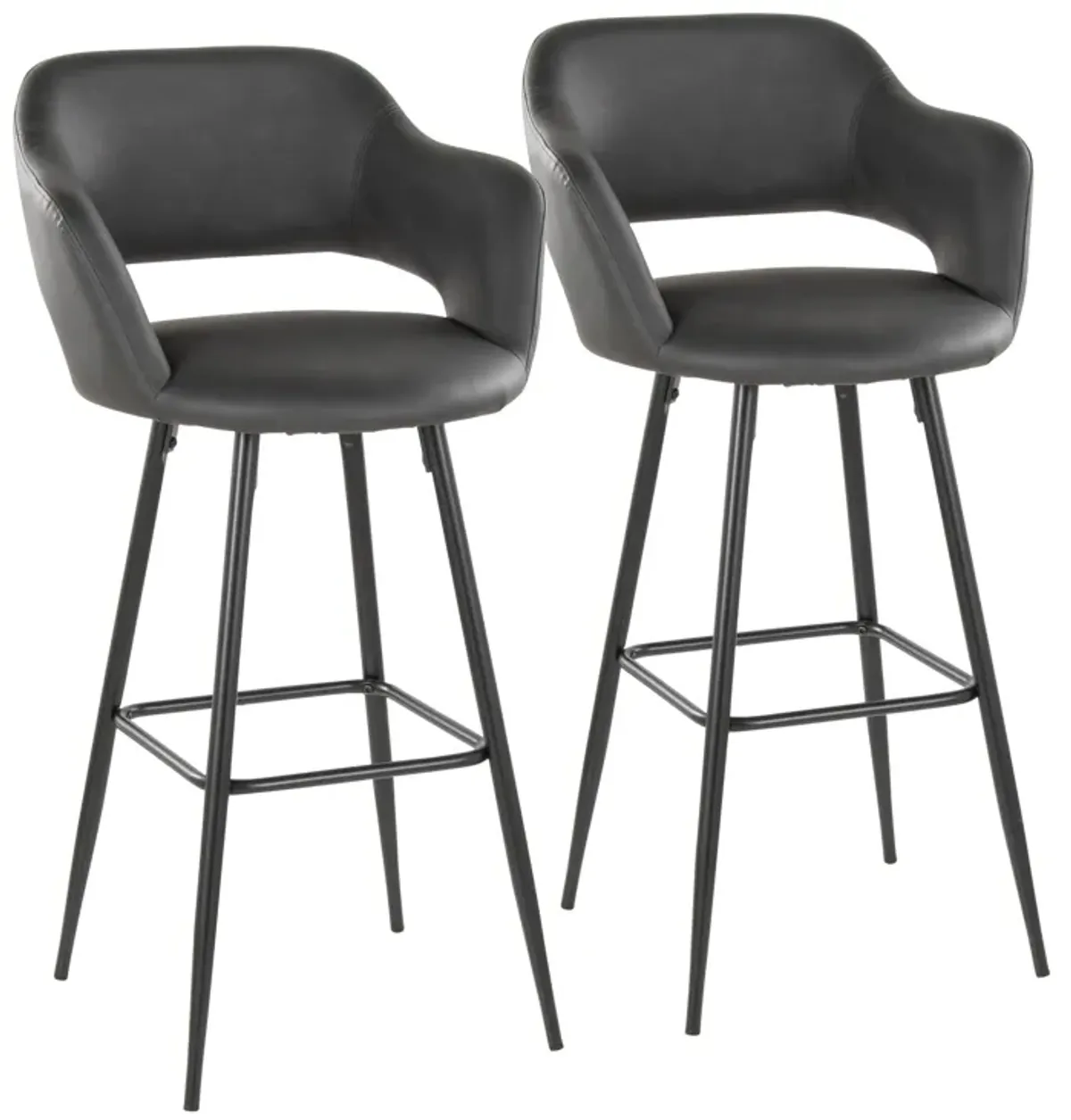 Margarite - Contemporary Fixed Height BarStool With Square Footrest (Set of 2)