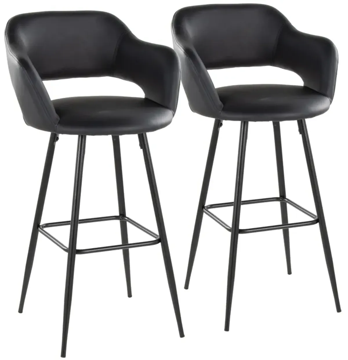 Margarite - Contemporary Fixed Height BarStool With Square Footrest (Set of 2)