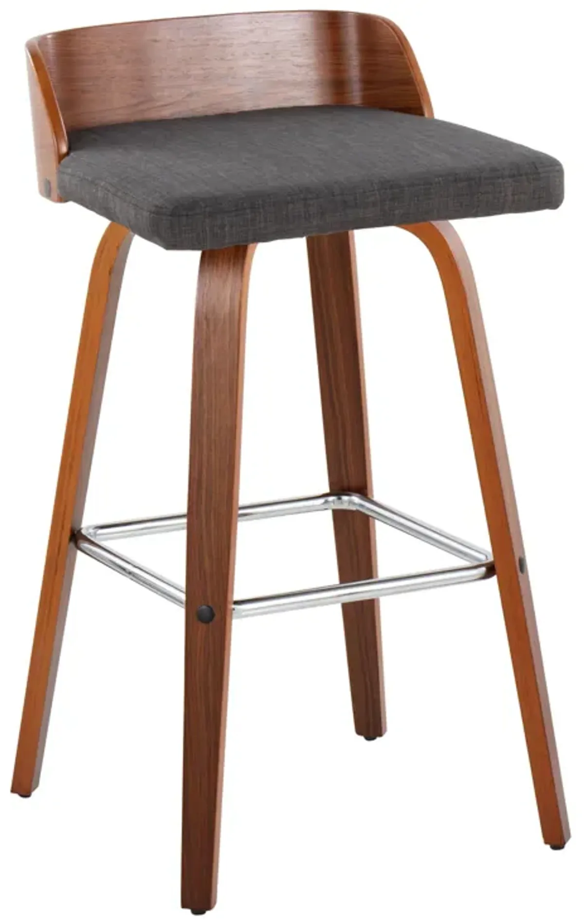 Maya - Mid Century Modern Fixed Height Barstool With Swivel With Square Footrest (Set of 2)