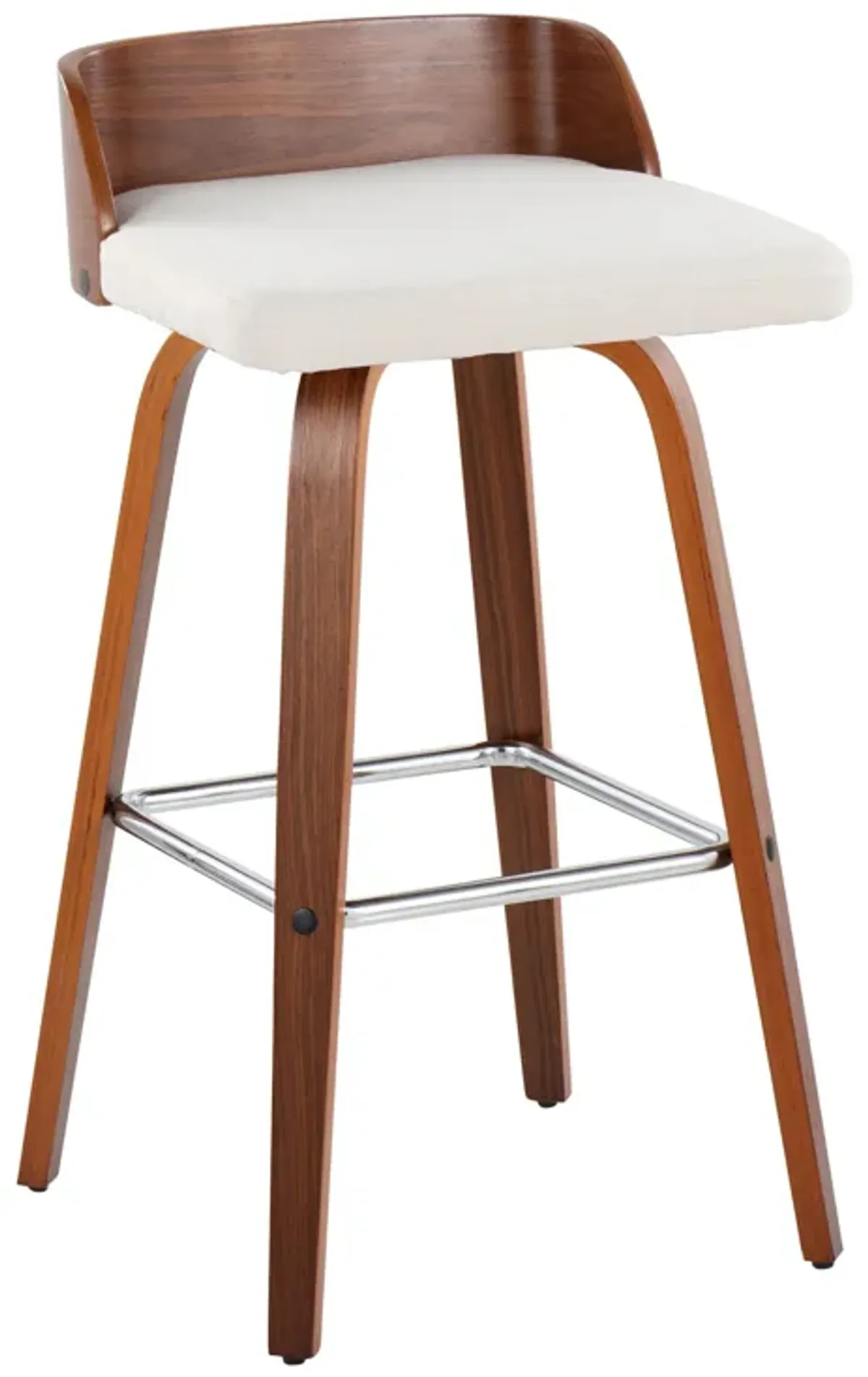 Maya - Mid Century Modern Fixed Height Barstool With Swivel With Square Footrest (Set of 2)