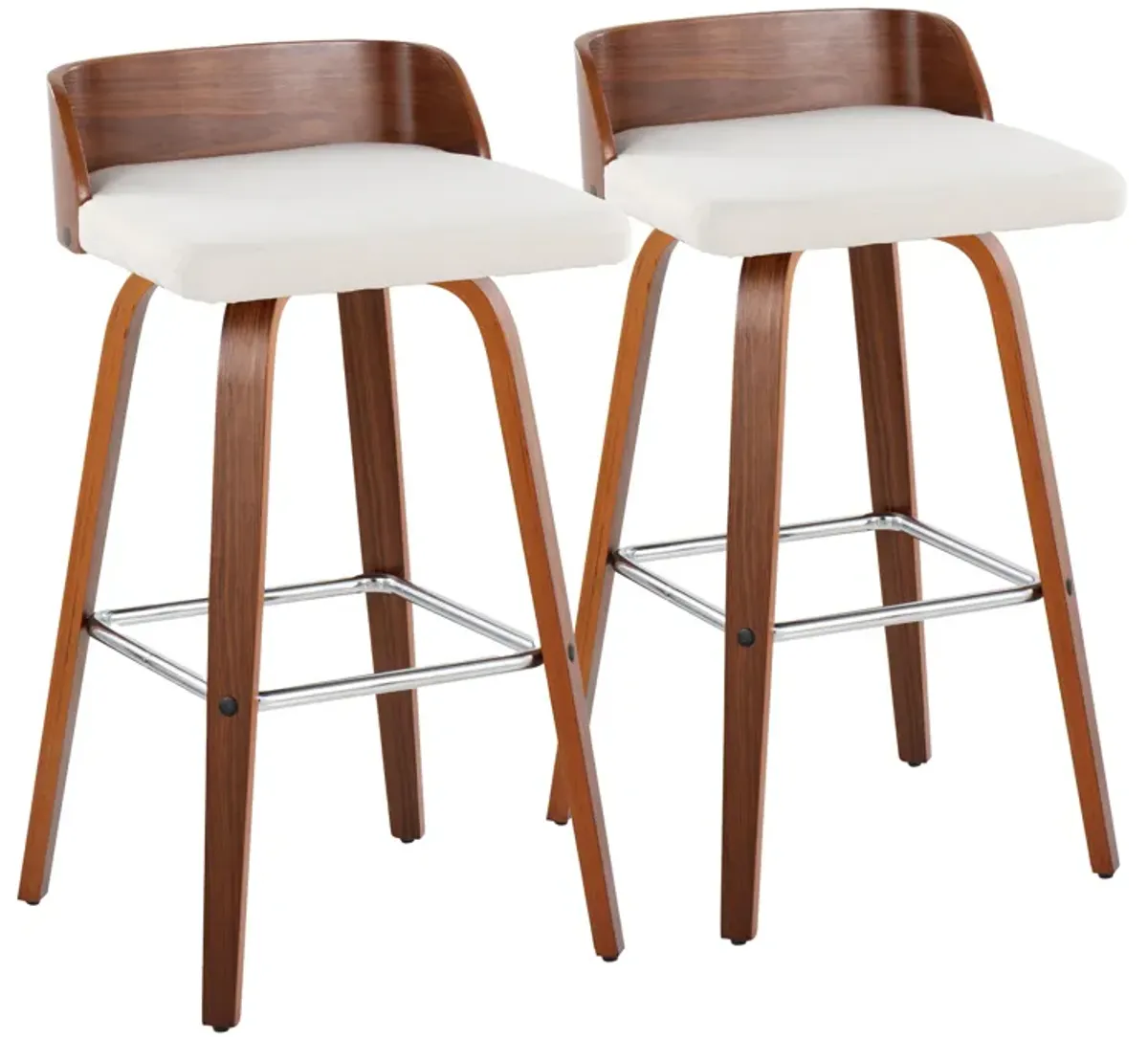 Maya - Mid Century Modern Fixed Height Barstool With Swivel With Square Footrest (Set of 2)