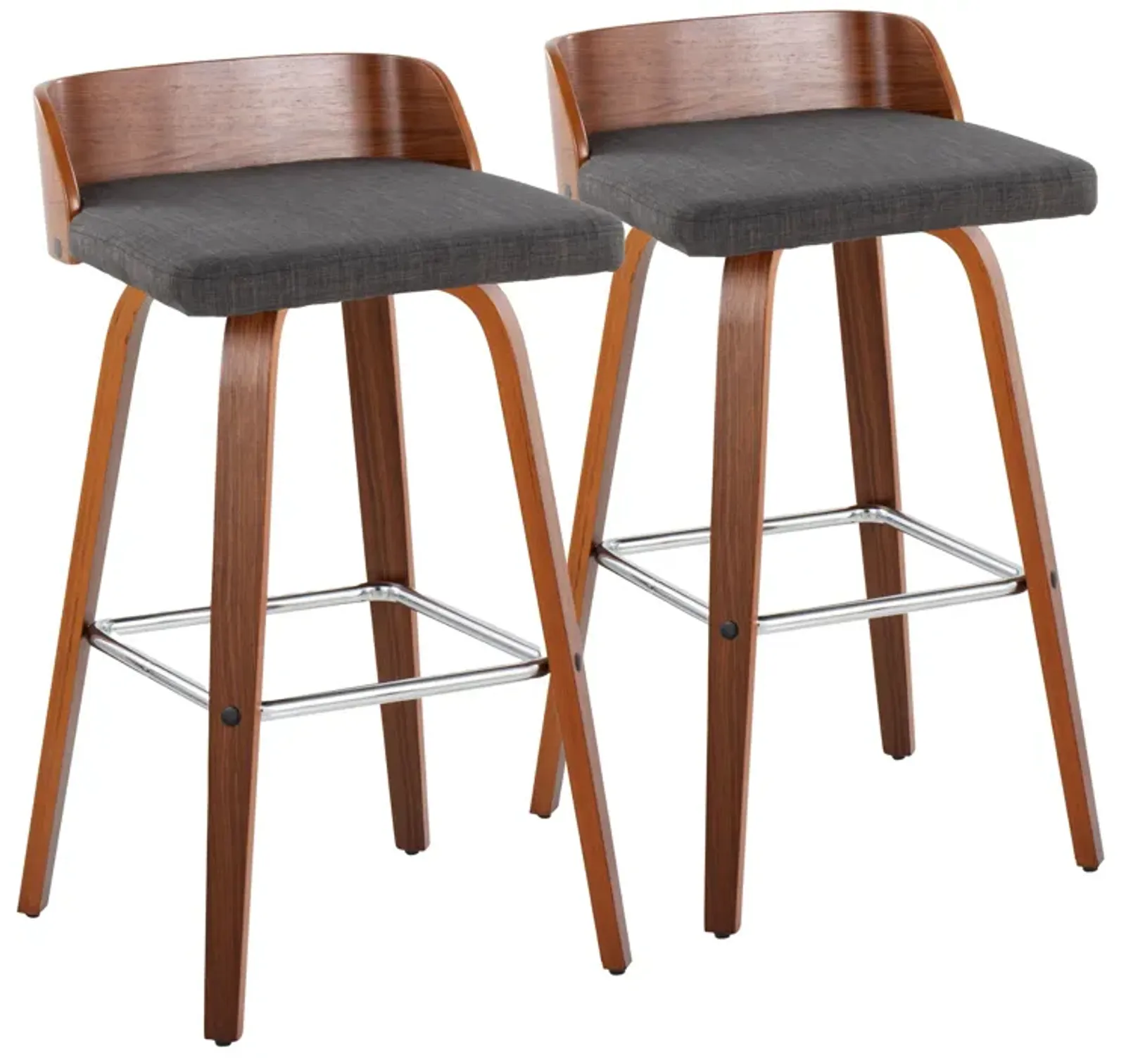 Maya - Mid Century Modern Fixed Height Barstool With Swivel With Square Footrest (Set of 2)