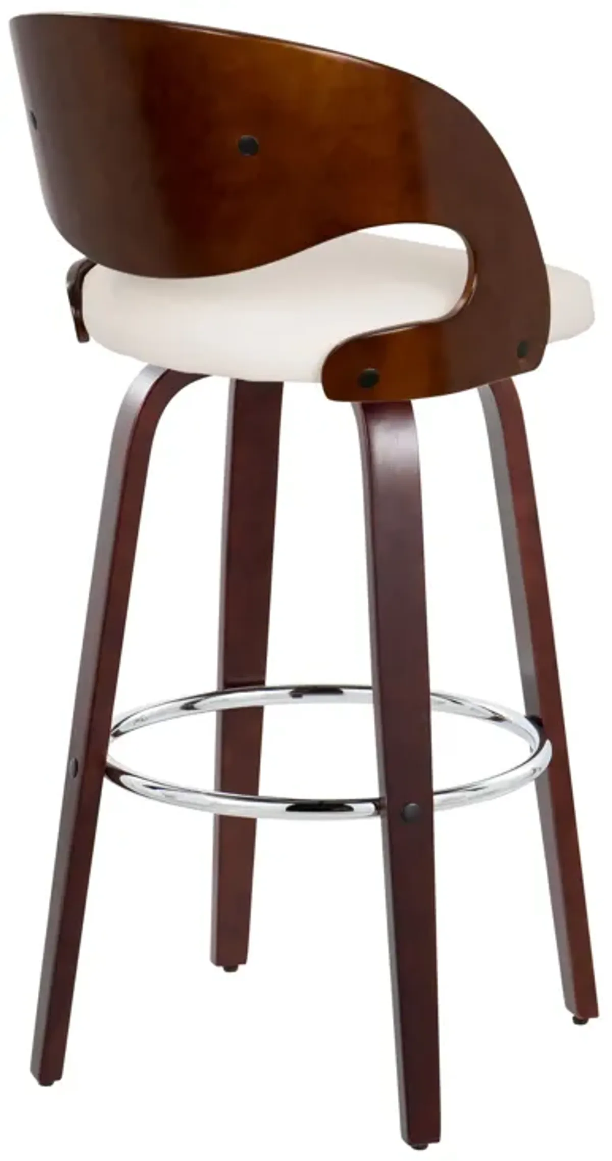 Pino - Mid Century Modern Fixed Height Barstool With Swivel & Round Footrest (Set of 2)