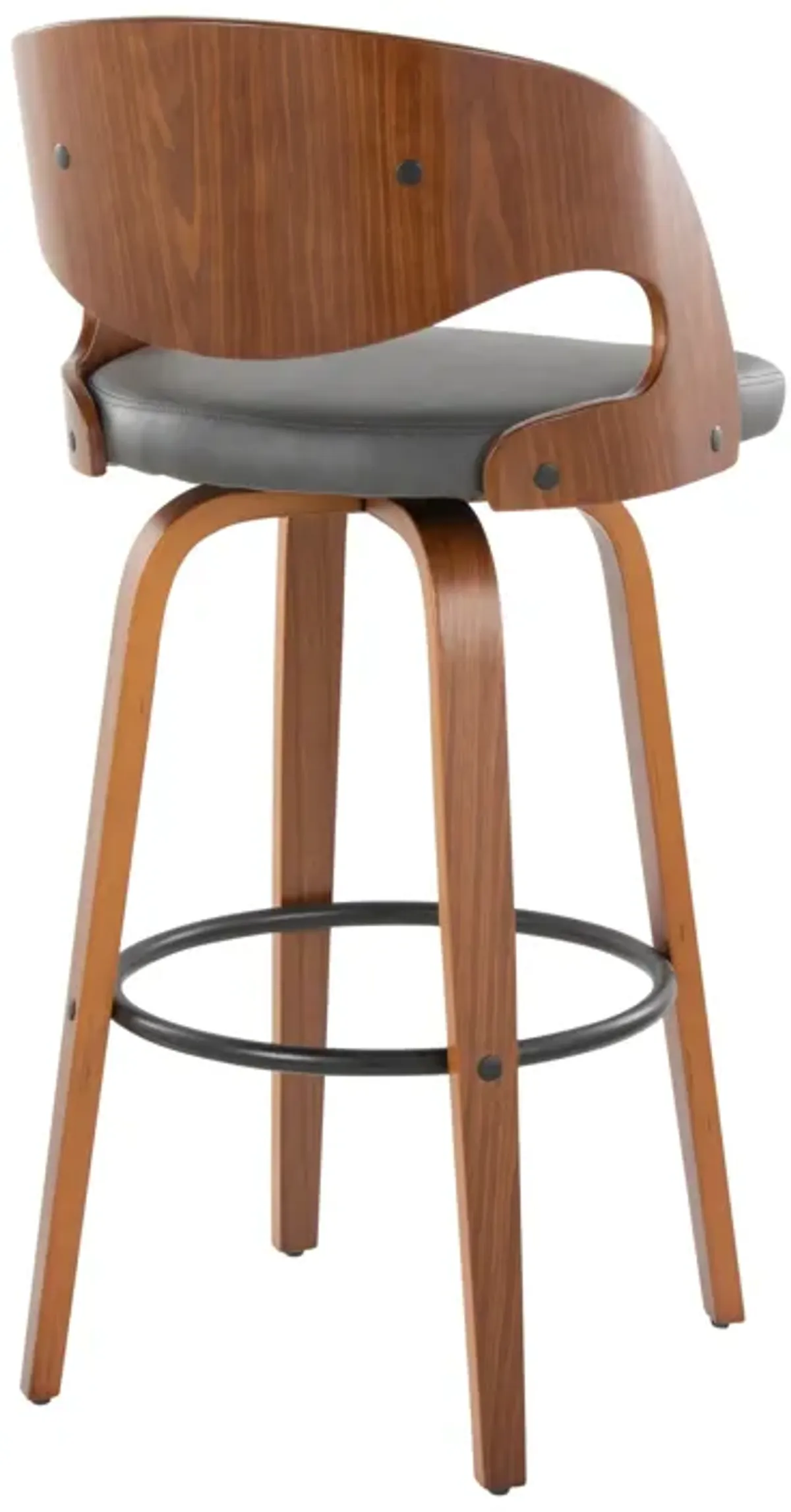 Pino - Mid Century Modern Fixed Height Barstool With Swivel & Round Footrest (Set of 2)