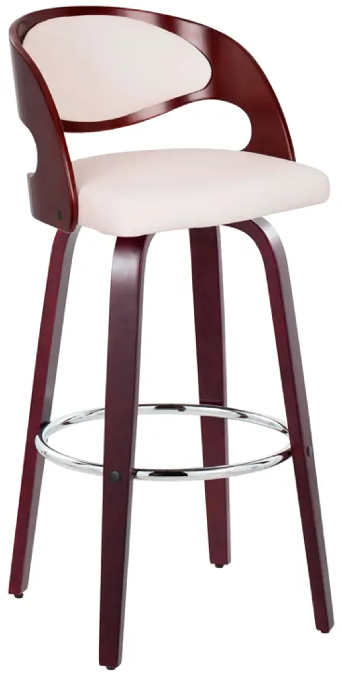 Pino - Mid Century Modern Fixed Height Barstool With Swivel & Round Footrest (Set of 2)