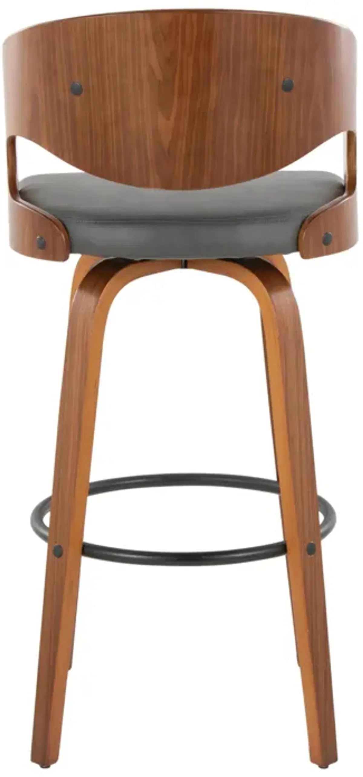 Pino - Mid Century Modern Fixed Height Barstool With Swivel & Round Footrest (Set of 2)